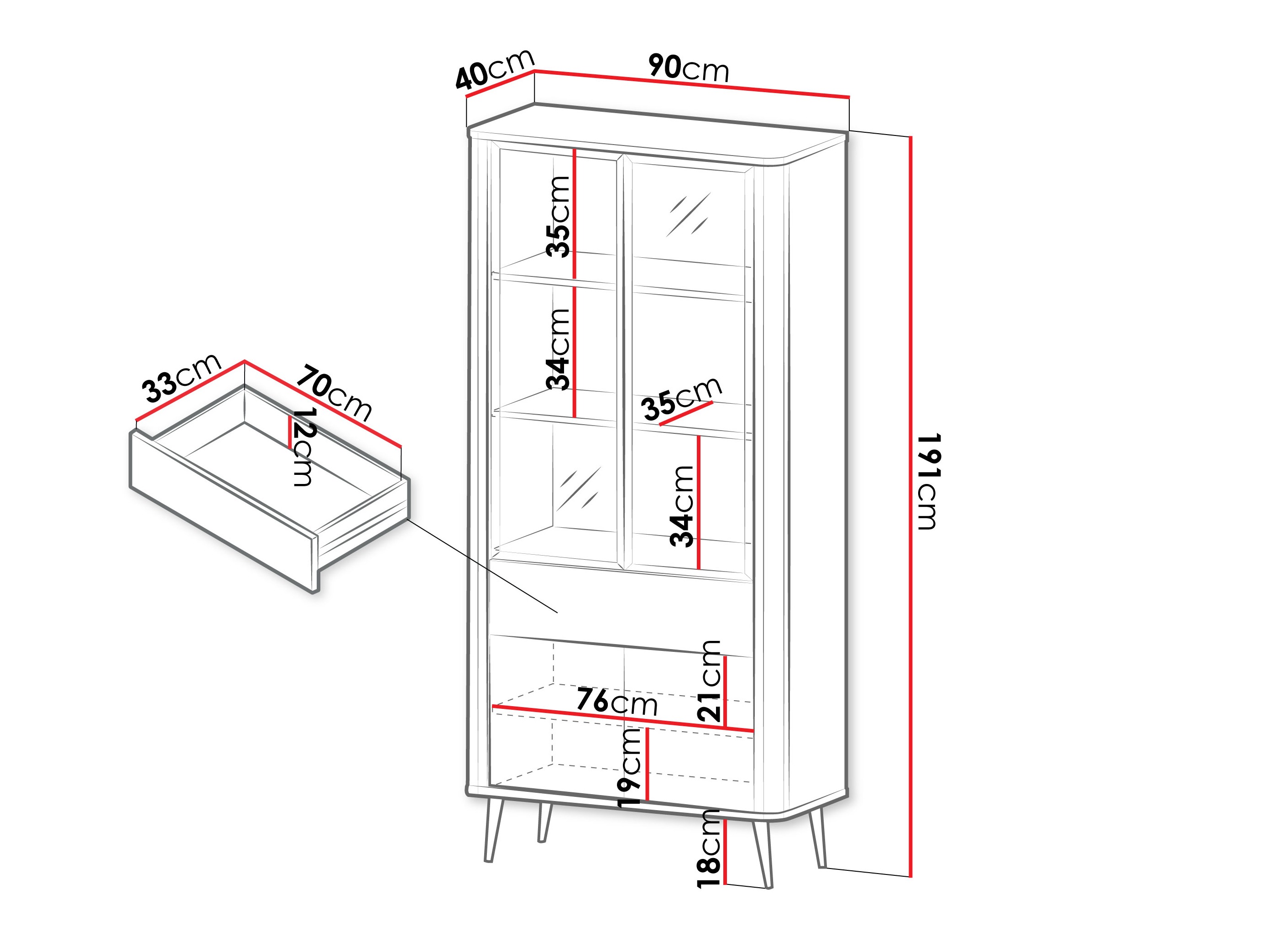 Estantería Lufela 101 (Cachemira + Mármol gris)