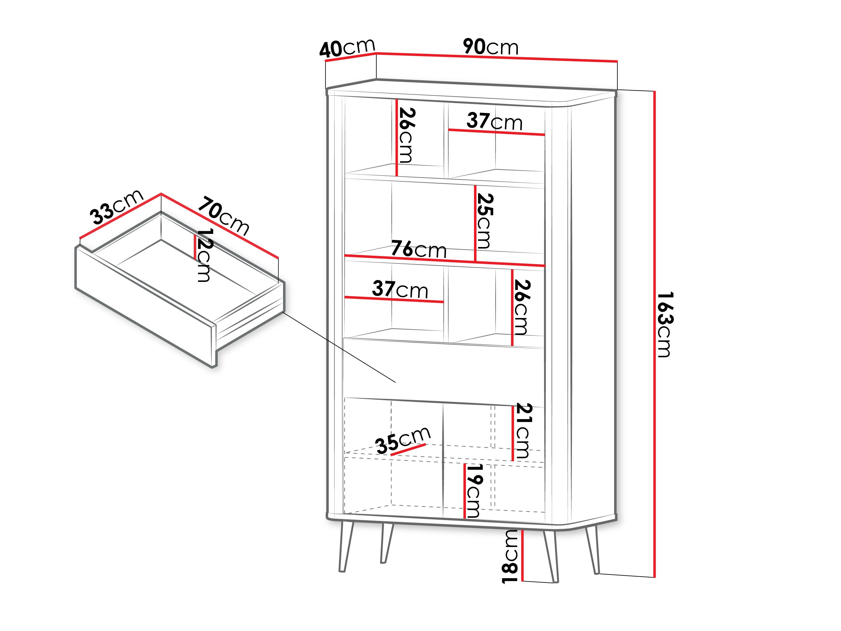 Estantería Lufela 108 (Cachemira + Nogal)
