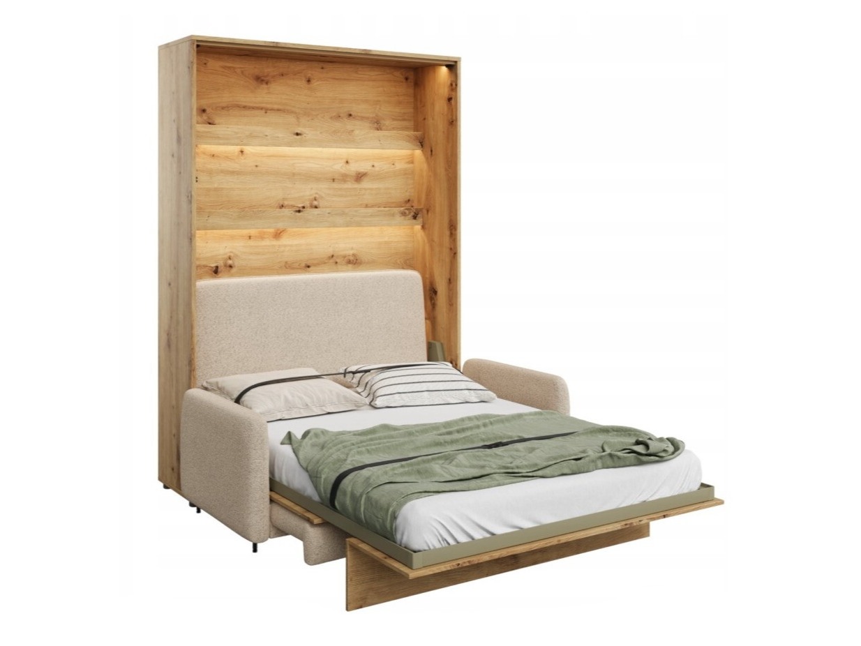 Cama plegable Concept Pro Lenart Levfere 138 (Roble Artisan + Beige)
