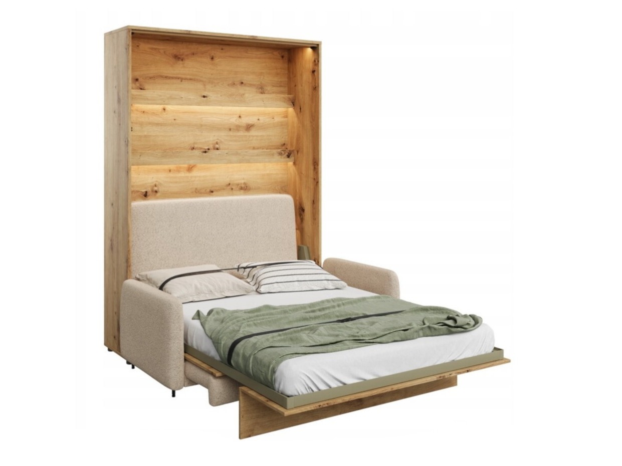 Cama plegable Concept Pro Lenart VII (Roble Artisan + Beige)