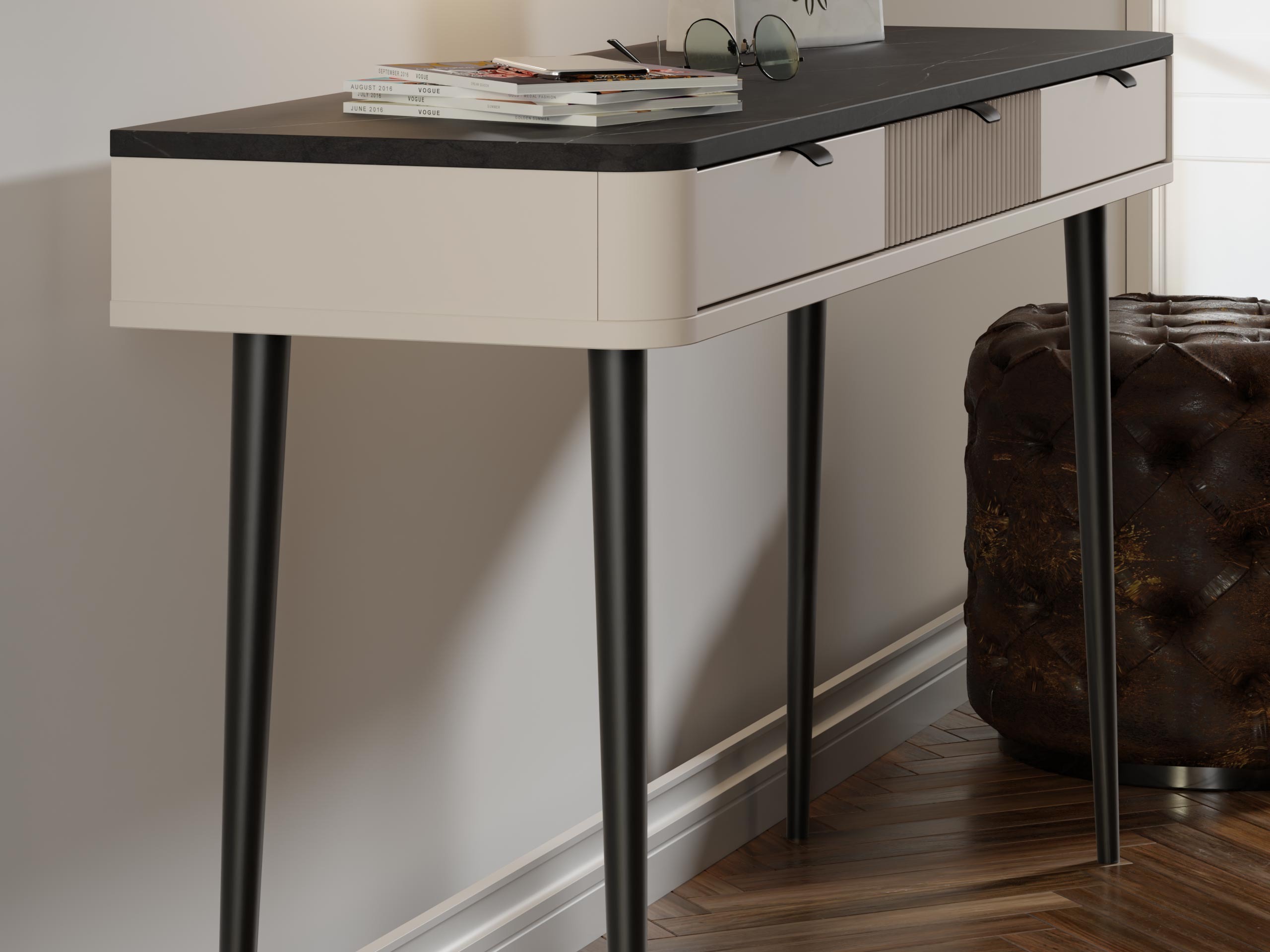 Mesa de oficina Lufela 114 (Cachemira + Mármol gris)