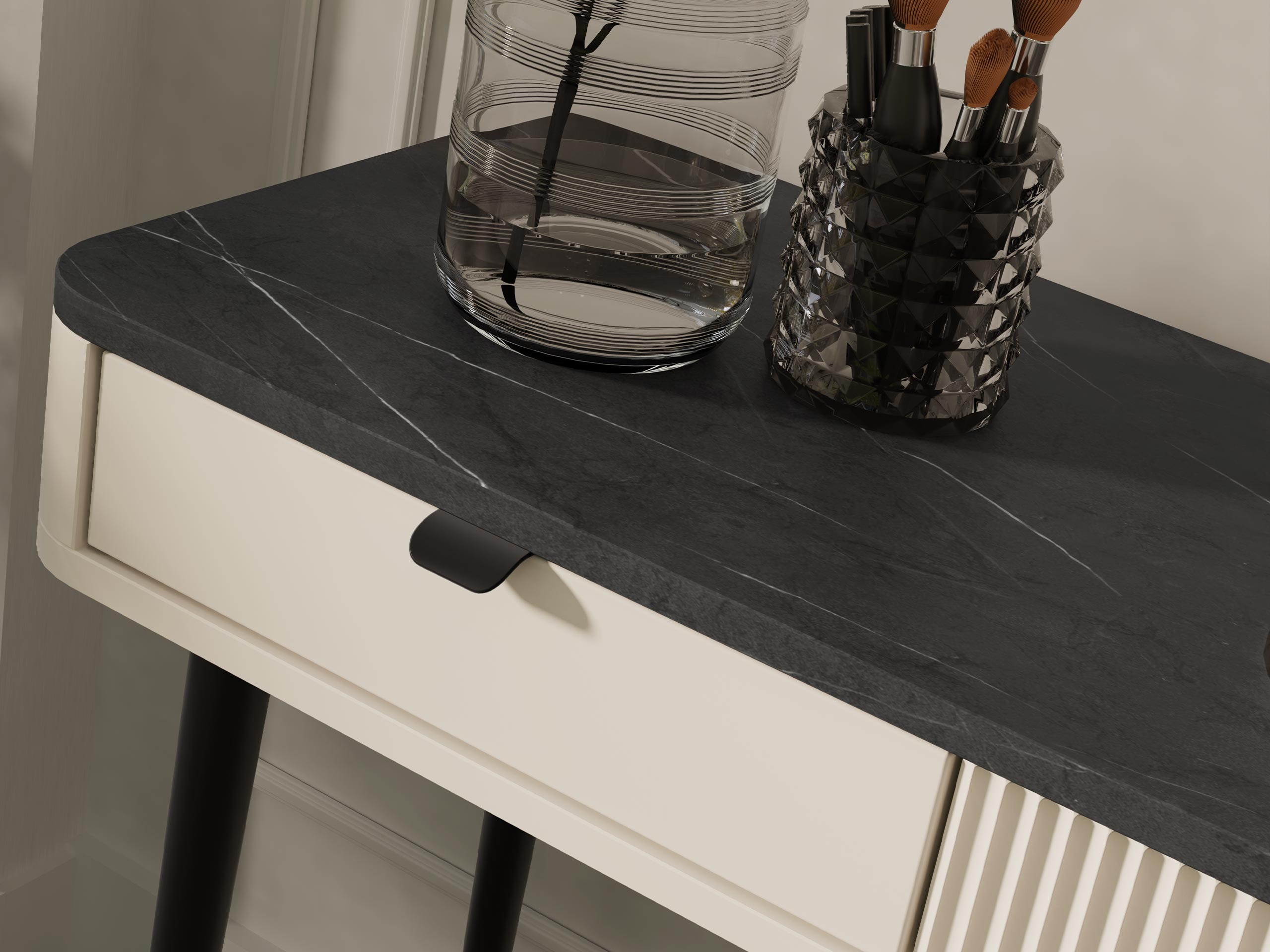 Mesa de oficina Lufela 114 (Cachemira + Mármol gris)