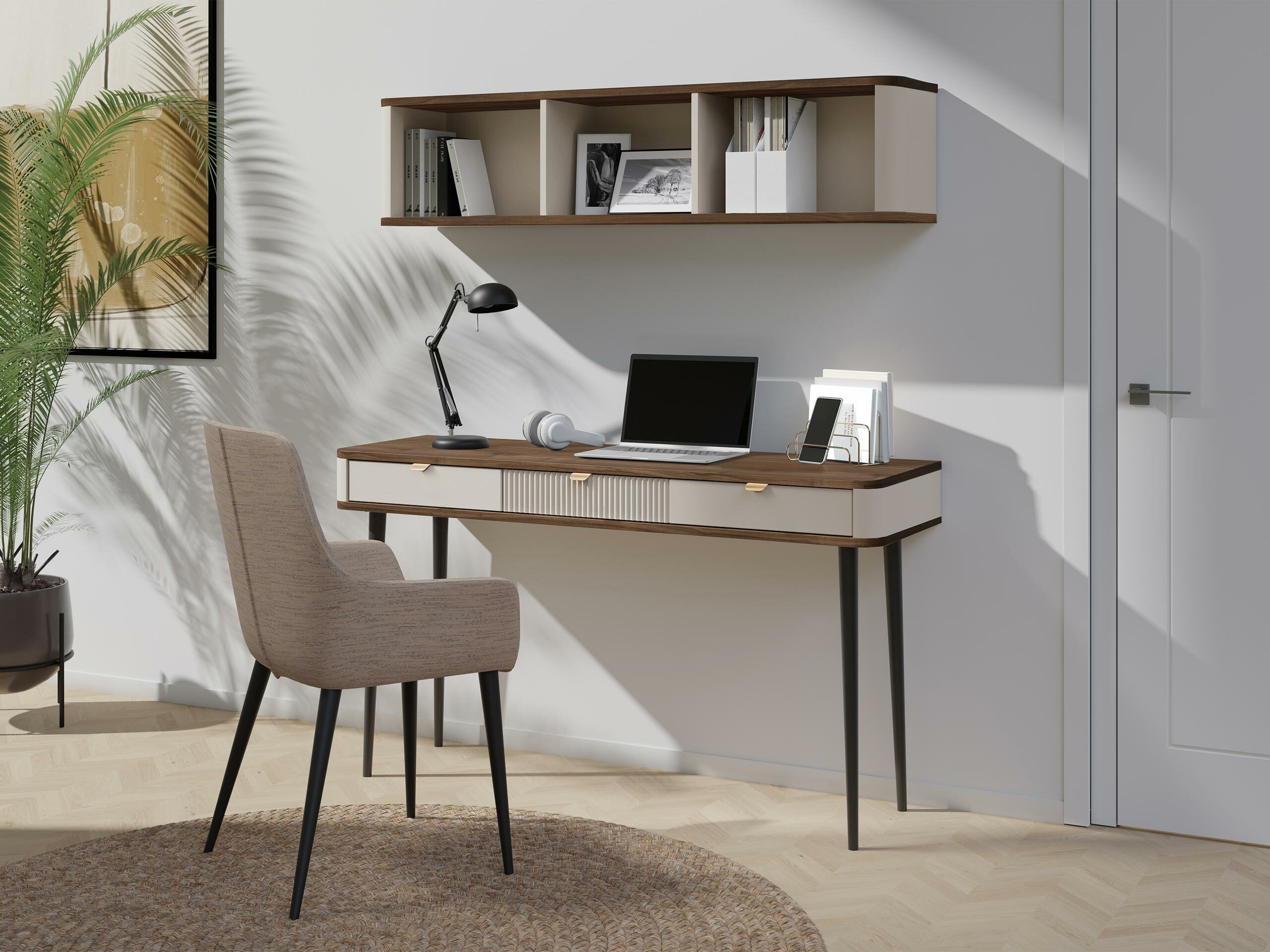 Mesa de oficina Lufela 114 (Cachemira + Mármol gris)