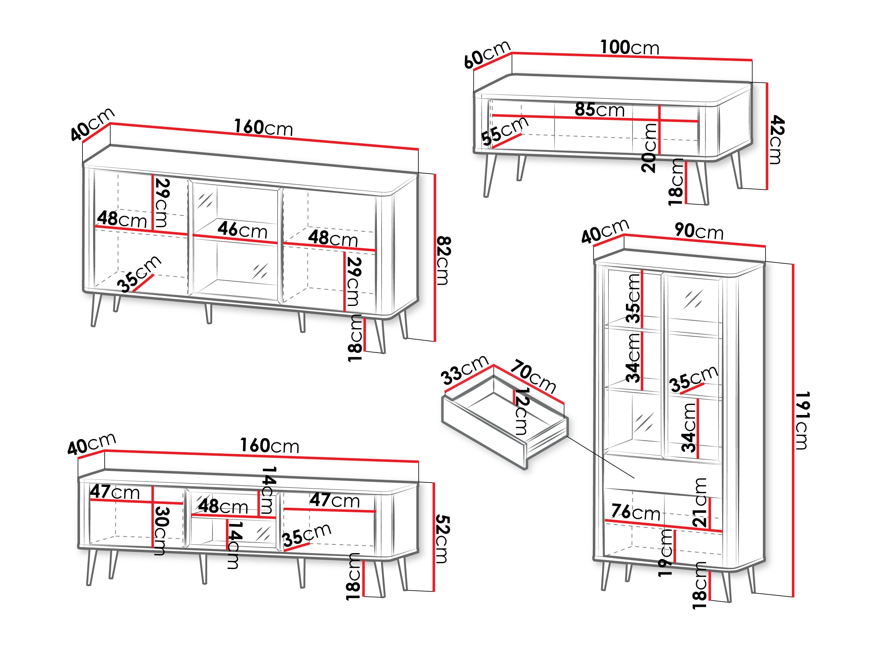 Conjunto de salón Lufela 120 (Cachemira + Nogal)