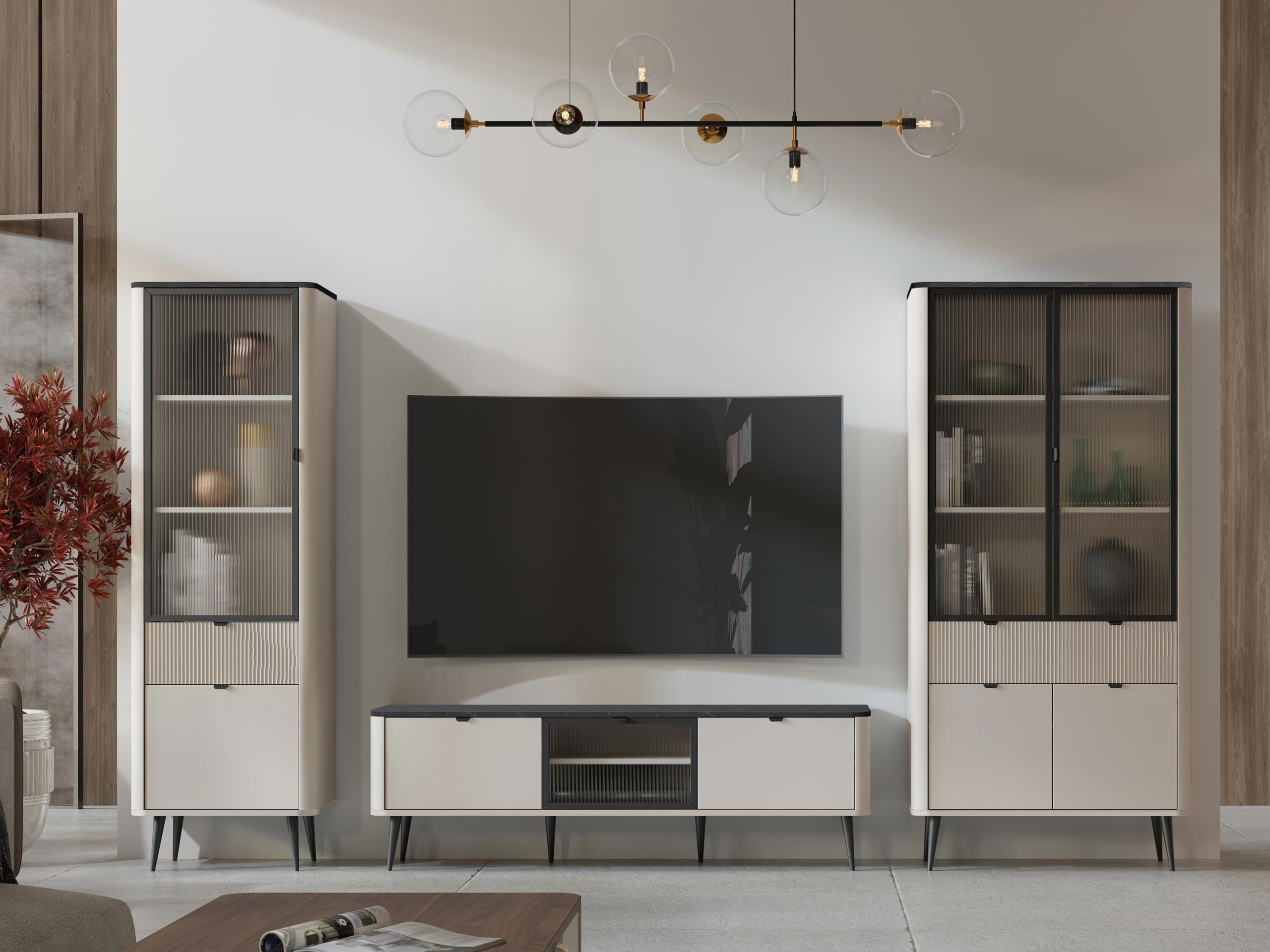 Conjunto de salón Lufela 121 (Cachemira + Mármol gris)