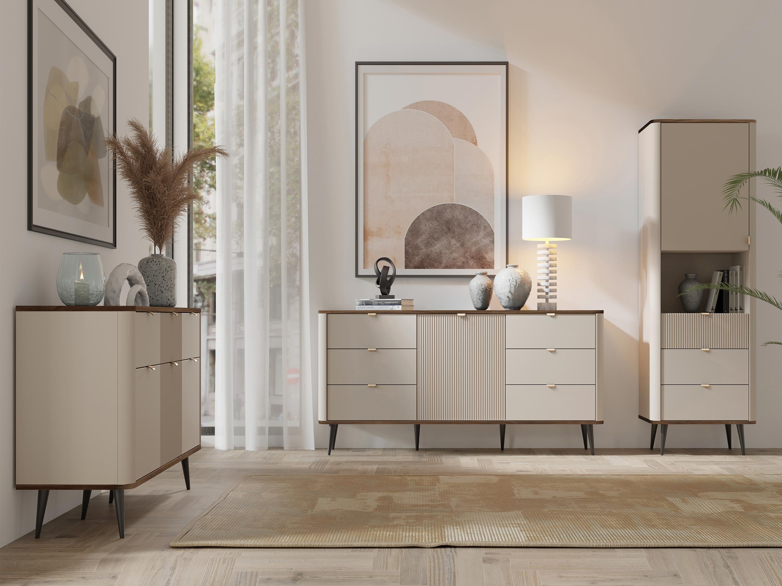 Conjunto de salón Lufela 122 (Cachemira + Nogal)