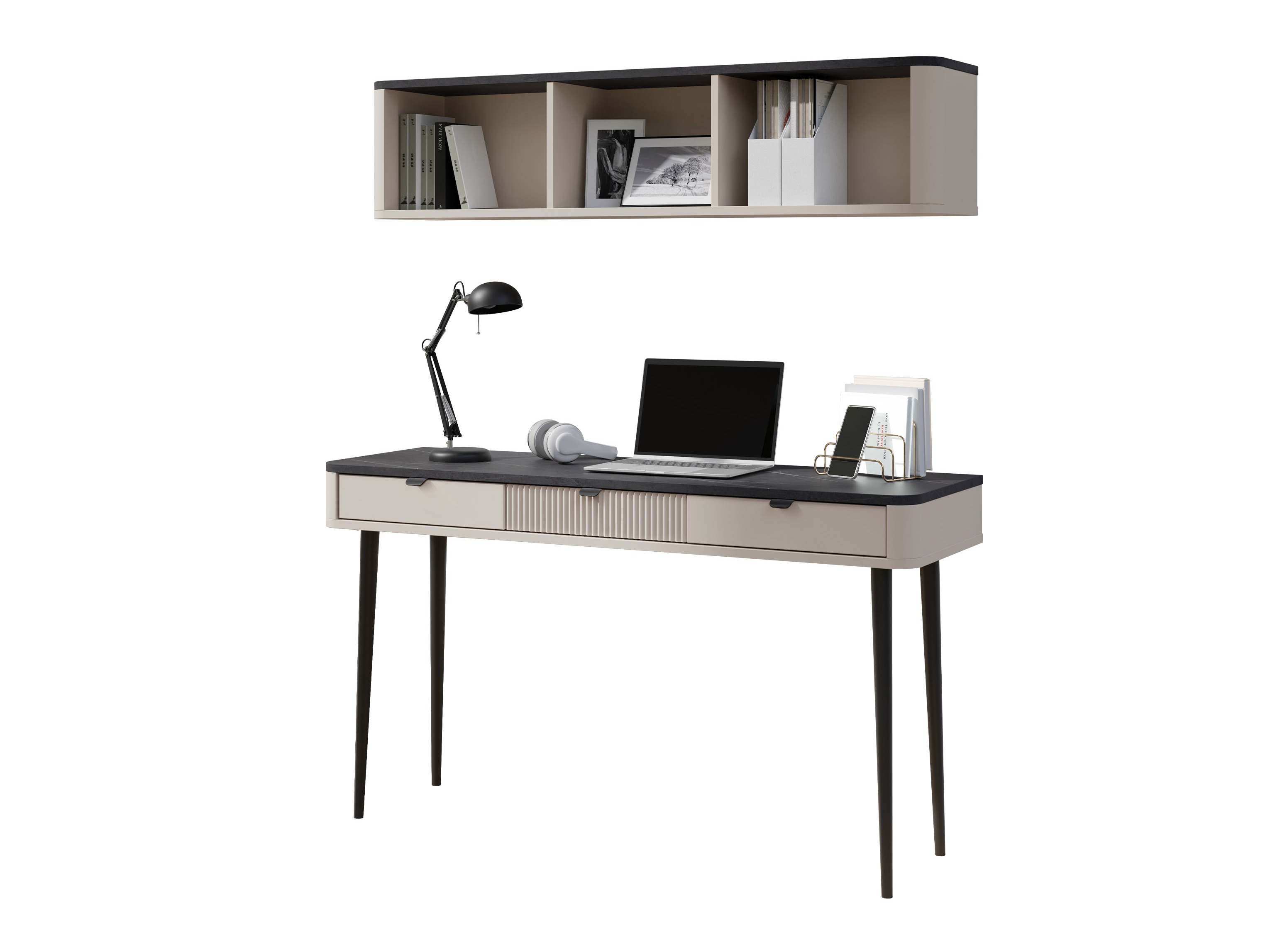 Conjunto para oficina en casa Lufela 123 (Cachemira + Mármol gris)