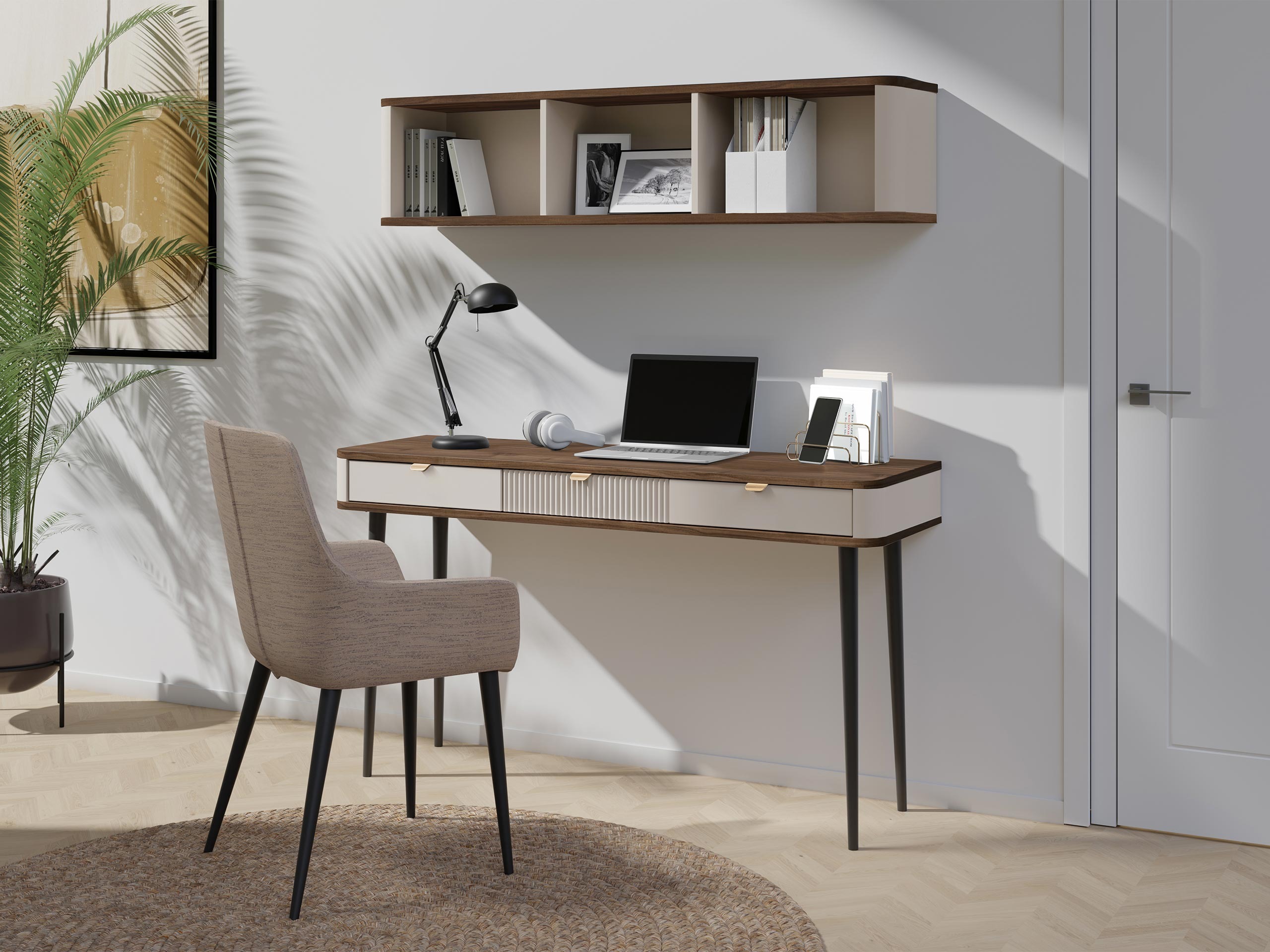 Conjunto para oficina en casa Lufela 123 (Cachemira + Nogal)