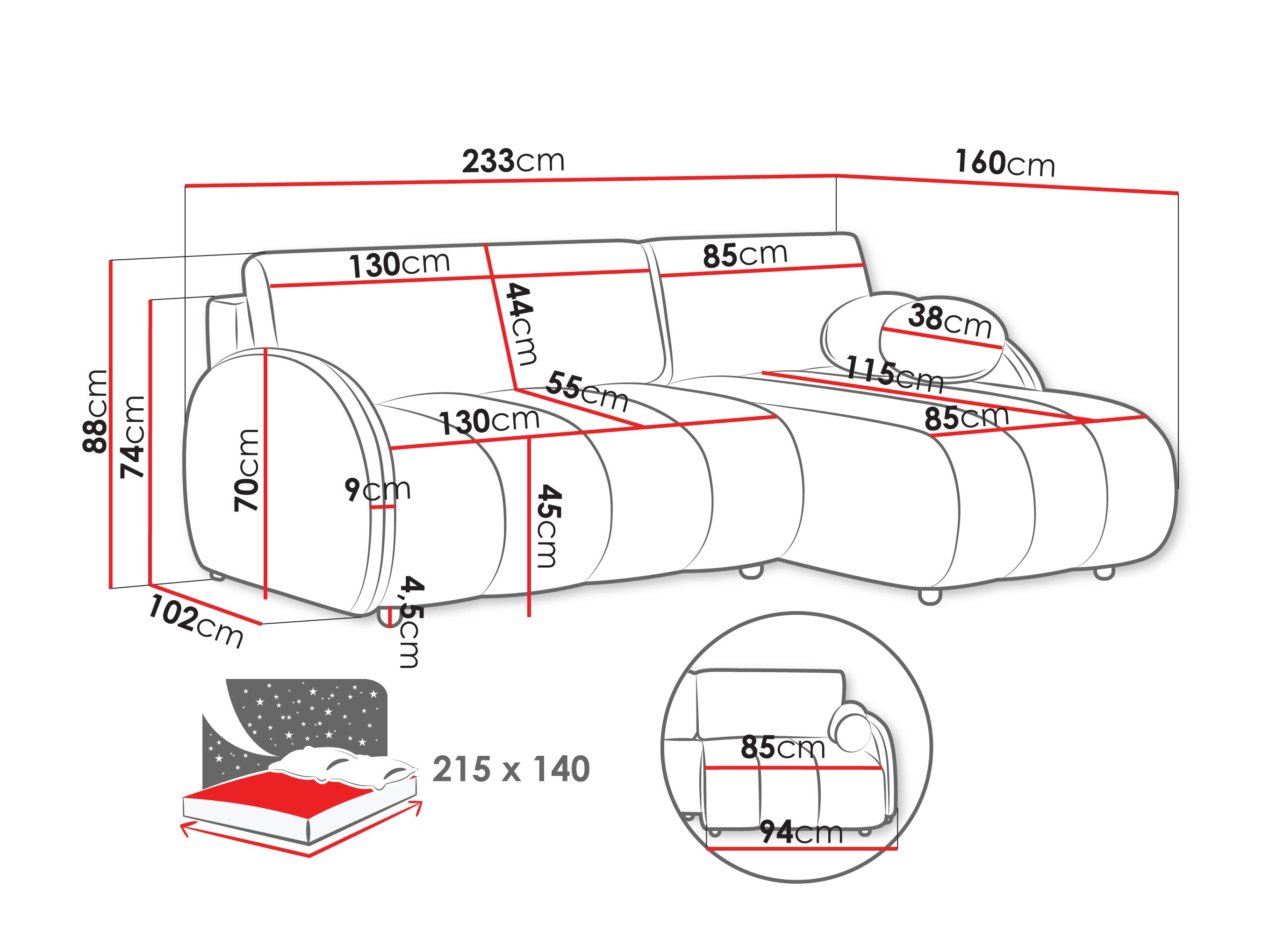 Sofá rinconero Columbus 247 (Sereno 682)