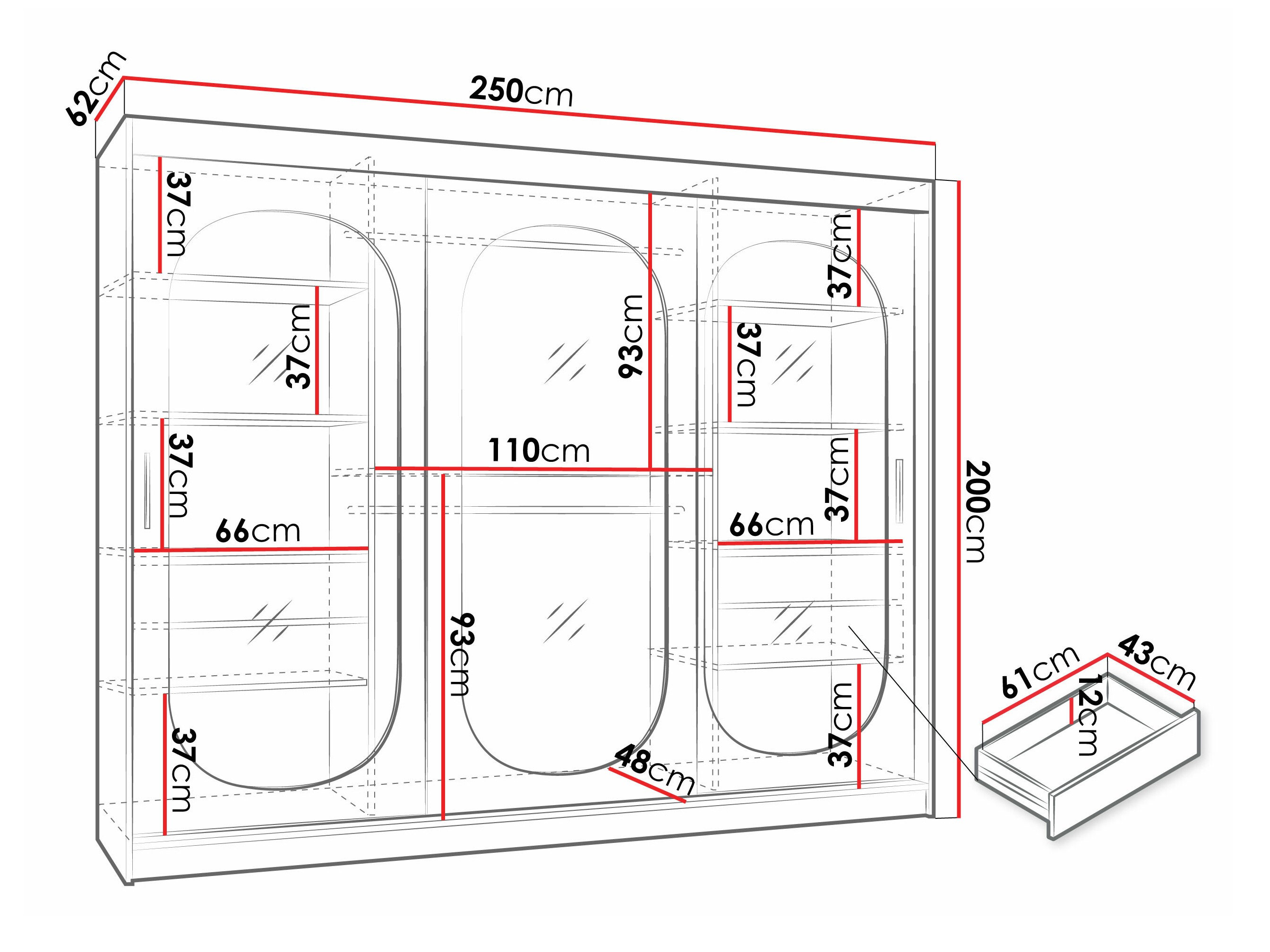 Armario Hartford 522 (Negro)