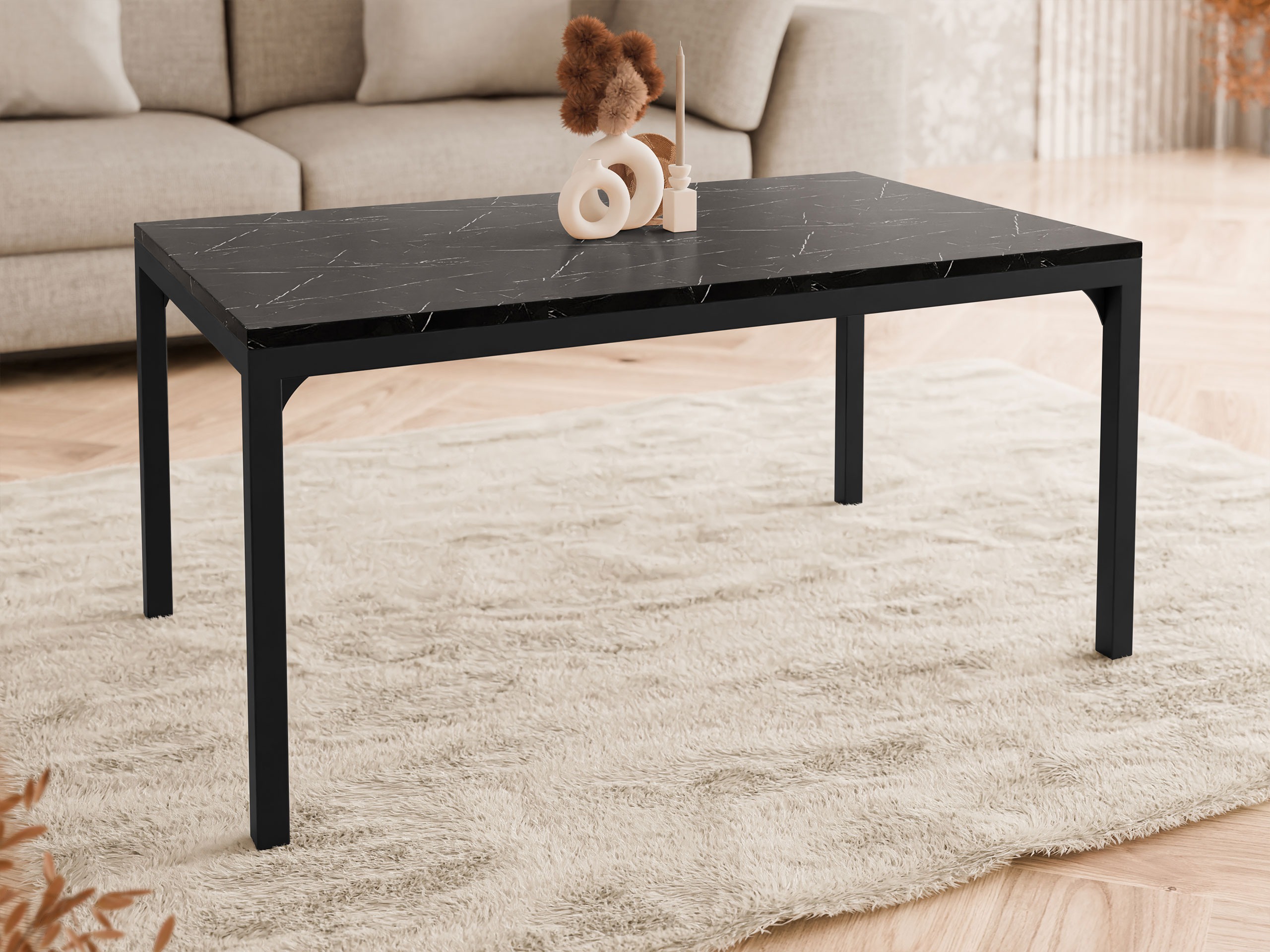 Mesa de centro Oswego 138 (Mármol negro + Negro)