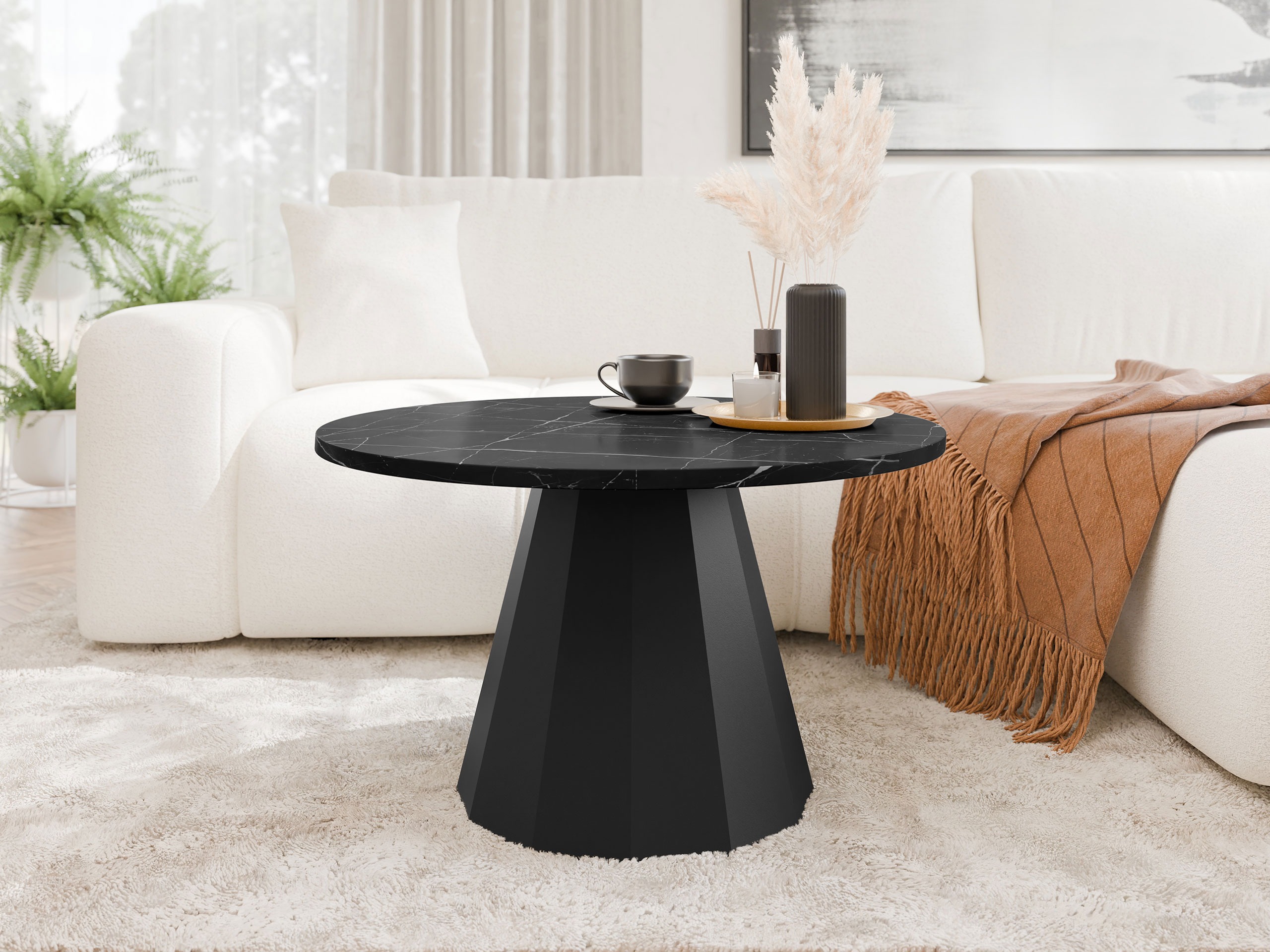 Mesa de centro Oswego 139 (Negro + Mármol negro)