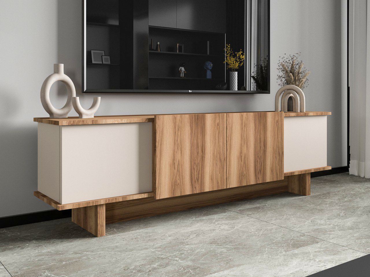 Mueble TV Kailua 2513 (Beige + Nogal)