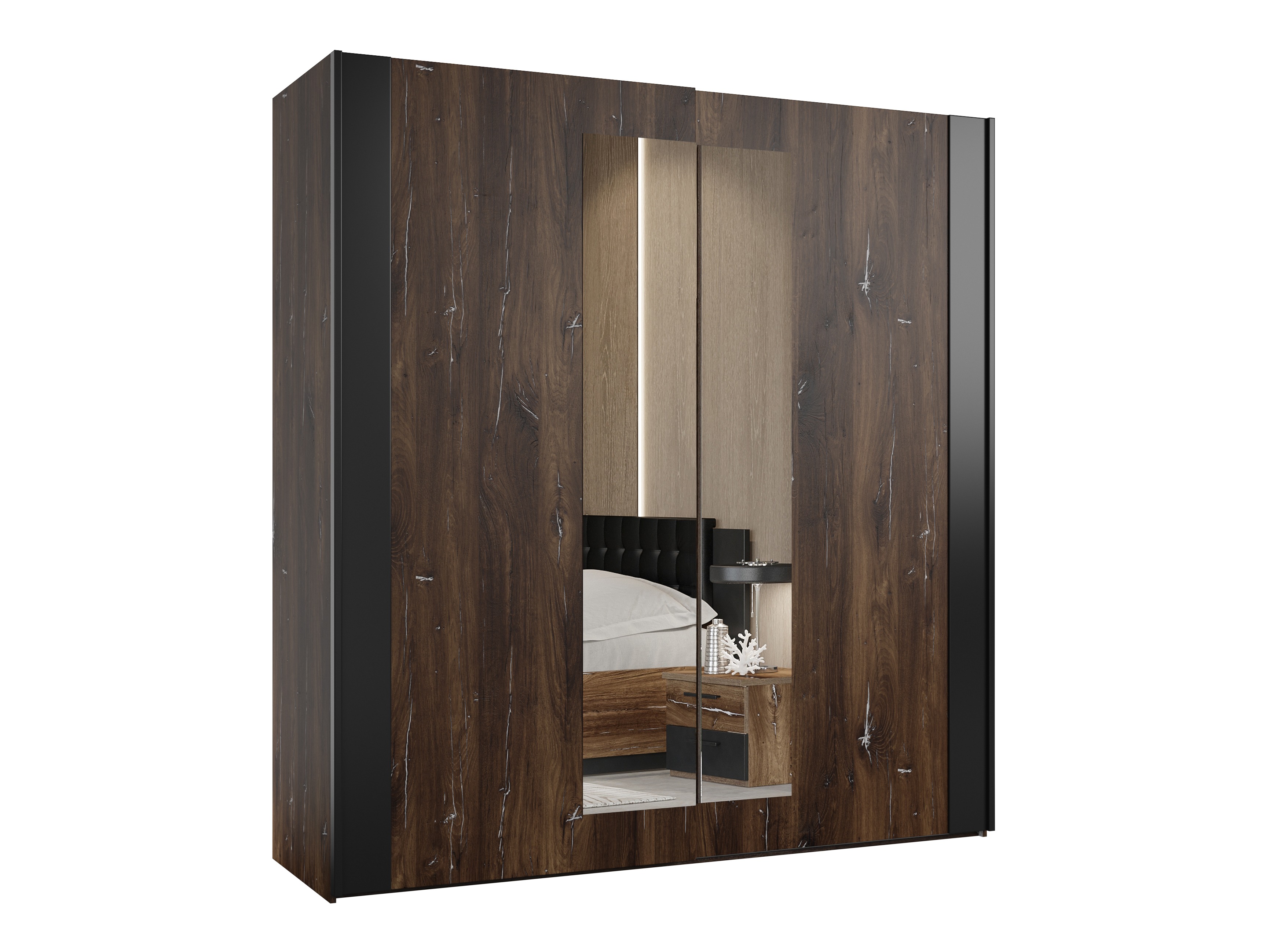 Armario Felelie 100 (Roble Flagstaf oscuro + Plata)