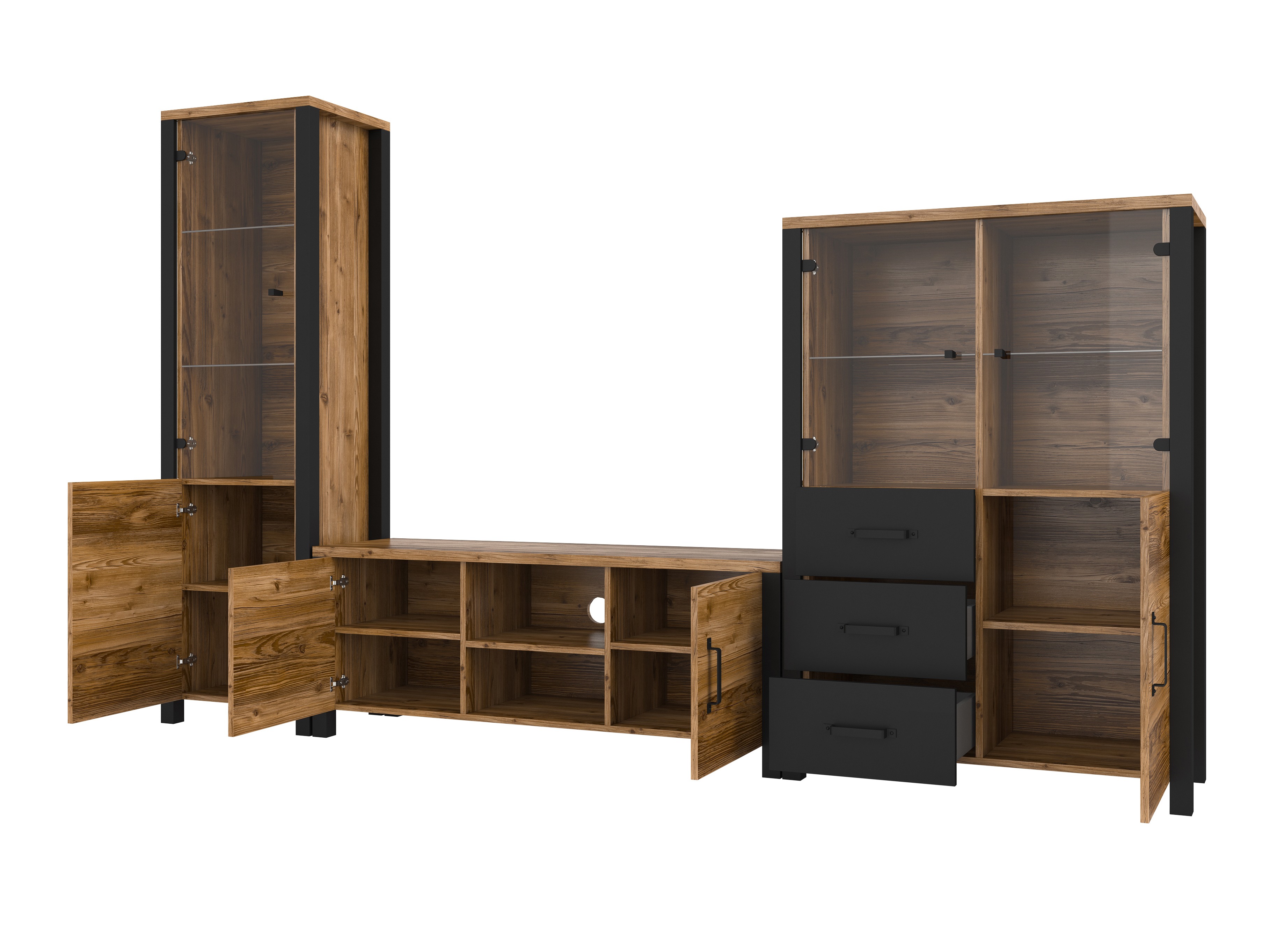 Conjunto de salón Tornua 113 (Abeto oscuro + Negro mate)