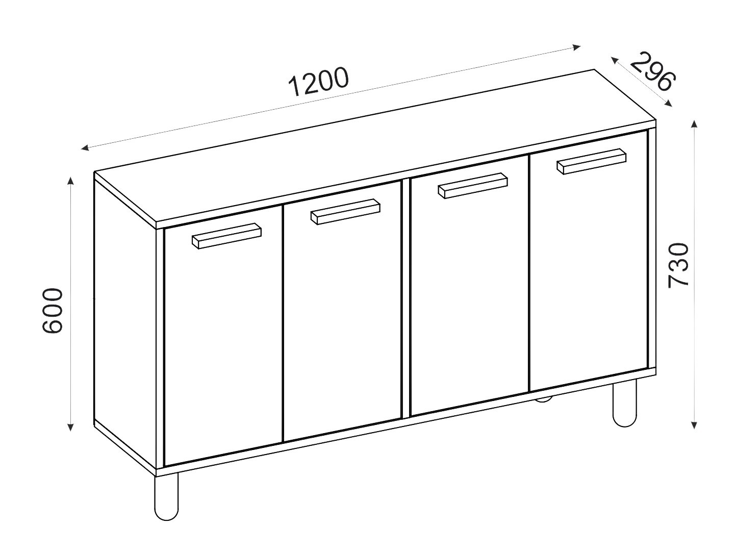 Aparador Kailua 2542 (Blanco + Roble)
