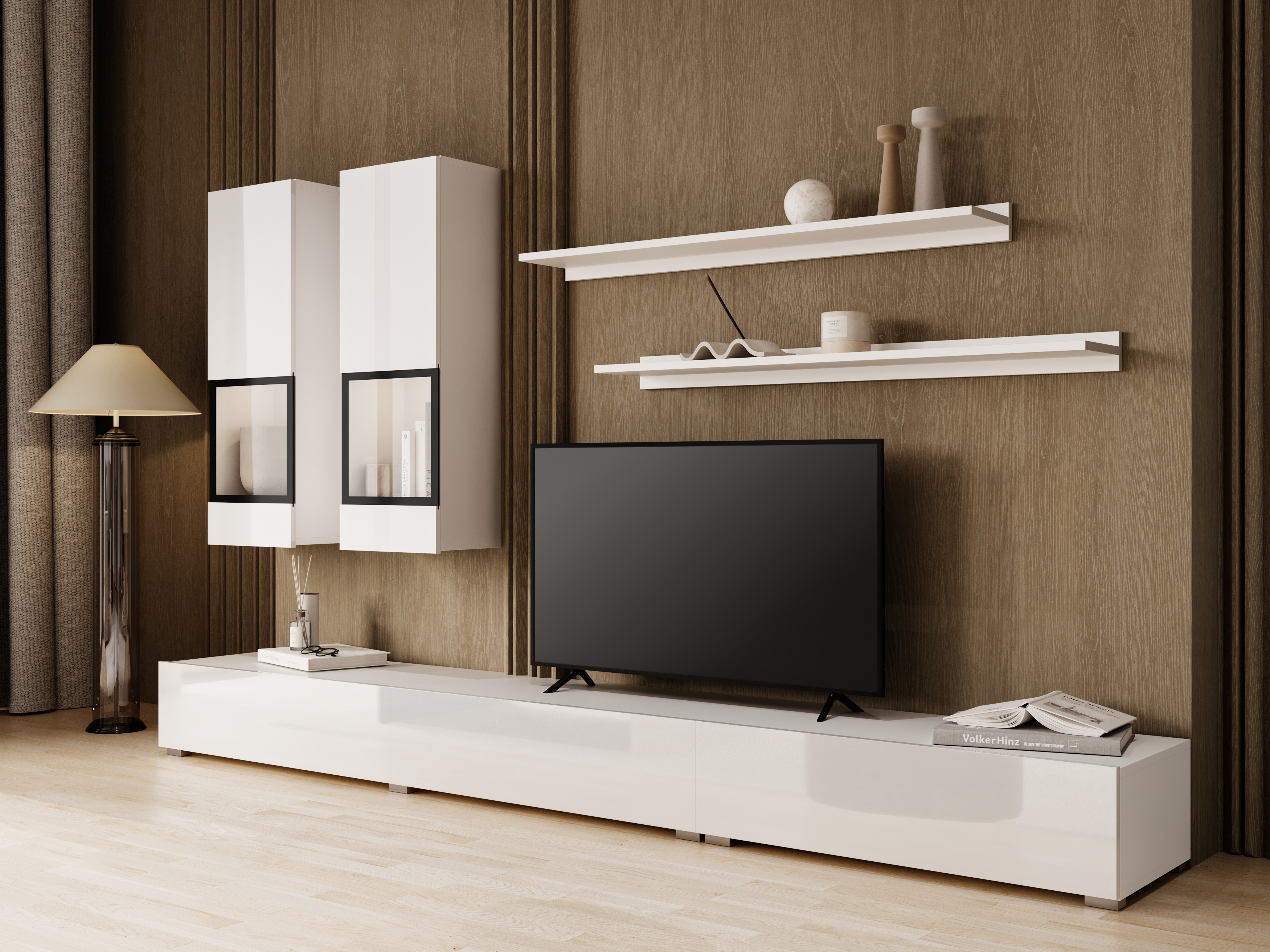 Conjunto de salón Serodeu 100 (Blanco + Blanco brillante)