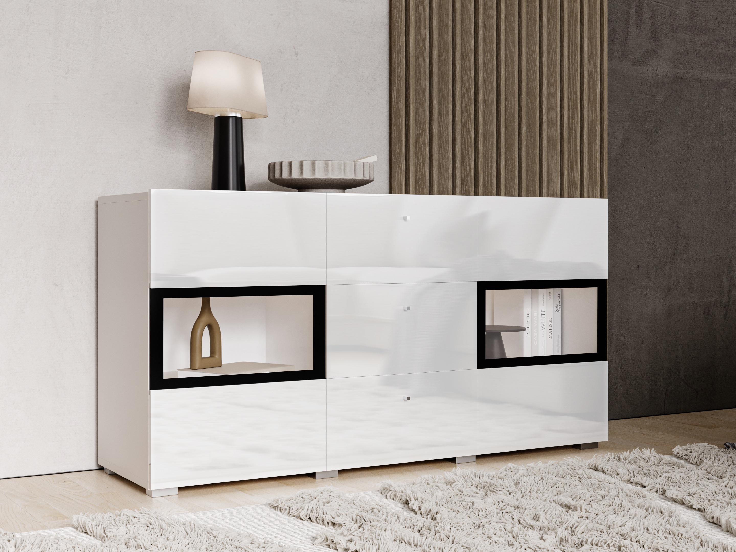 Cómoda Serodeu 101 (Blanco + Blanco brillante)