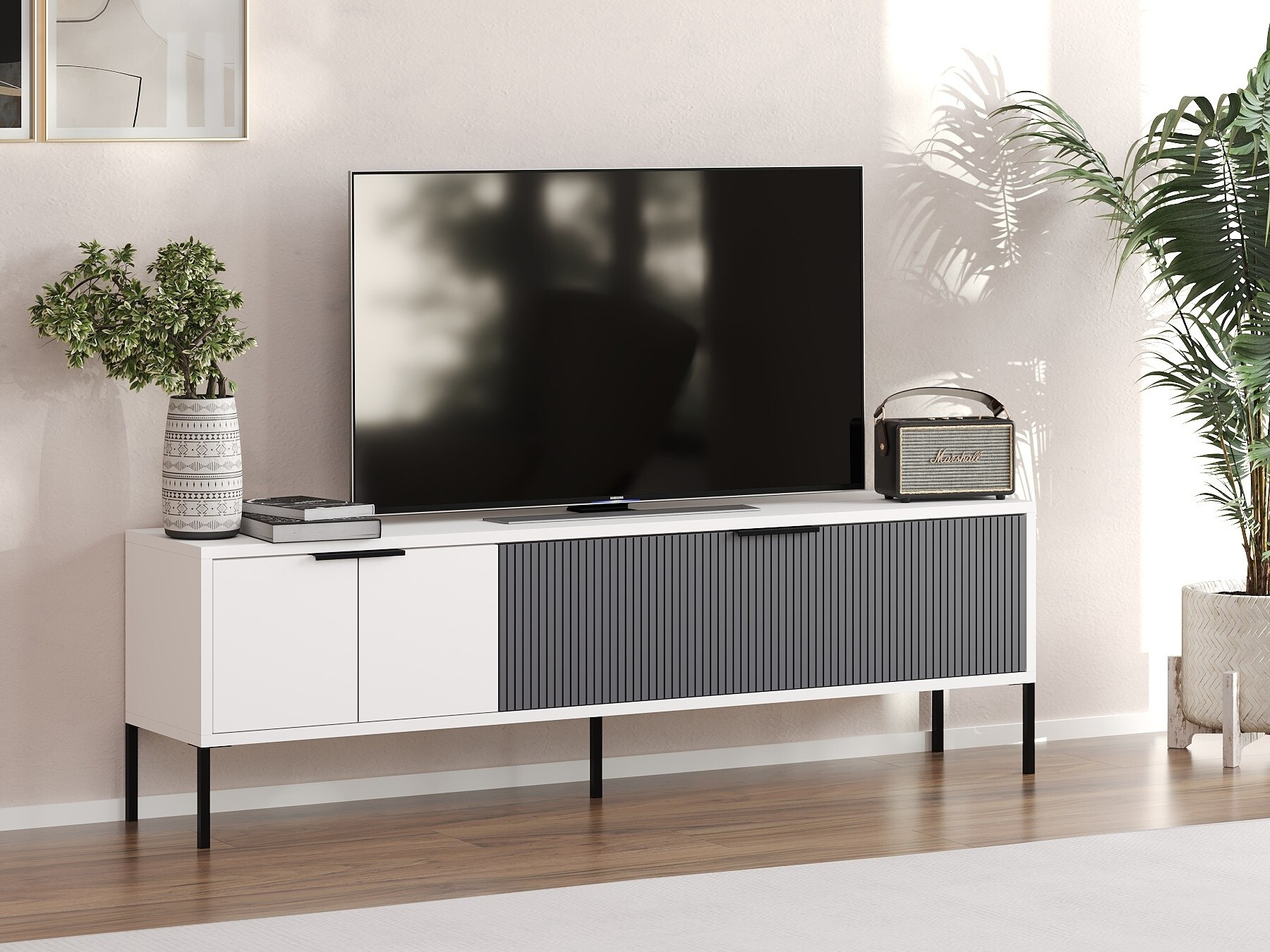 Mueble TV Kailua 2550 (Blanco + Antracita)