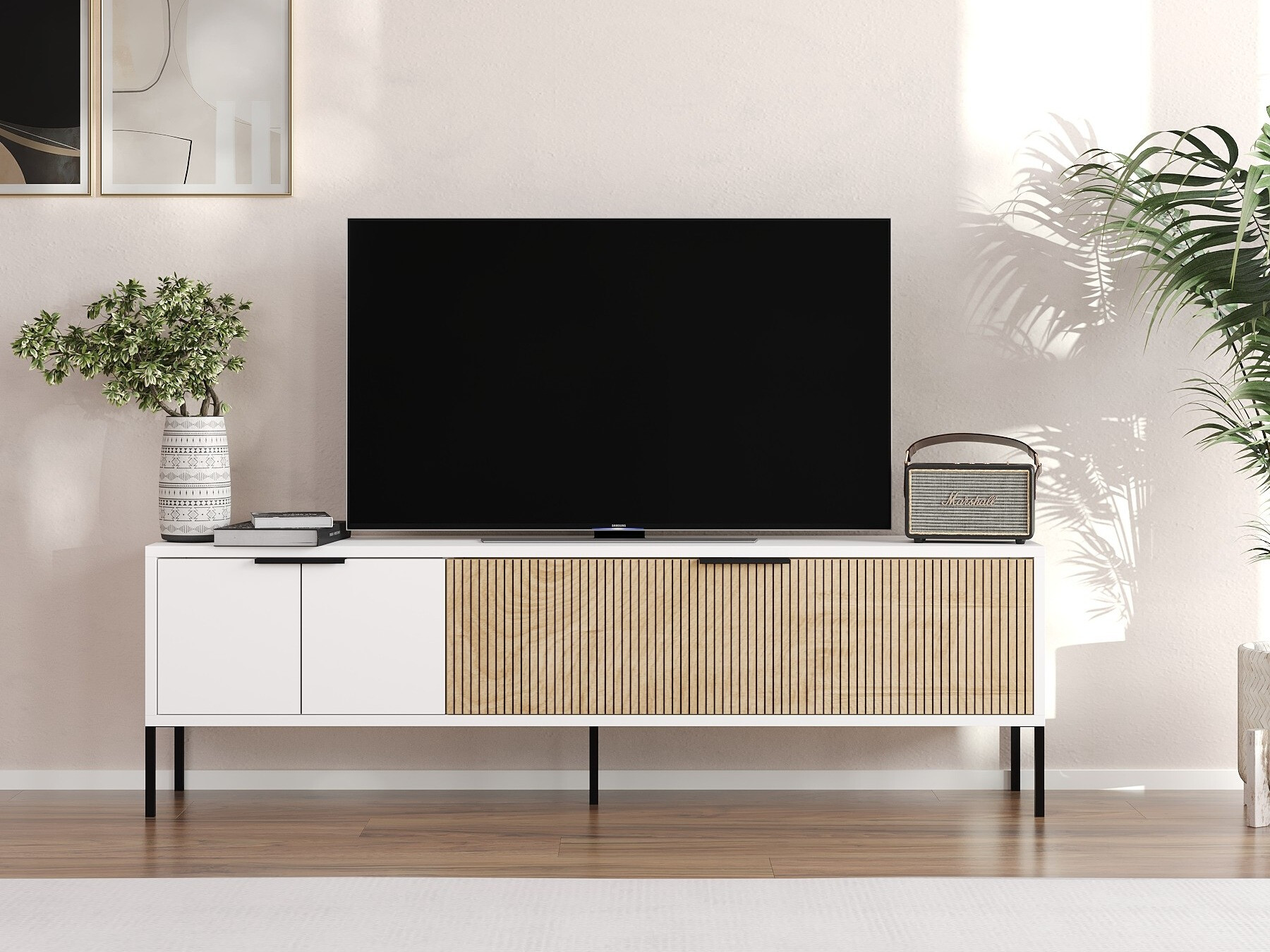 Mueble TV Kailua 2550 (Blanco + Roble)