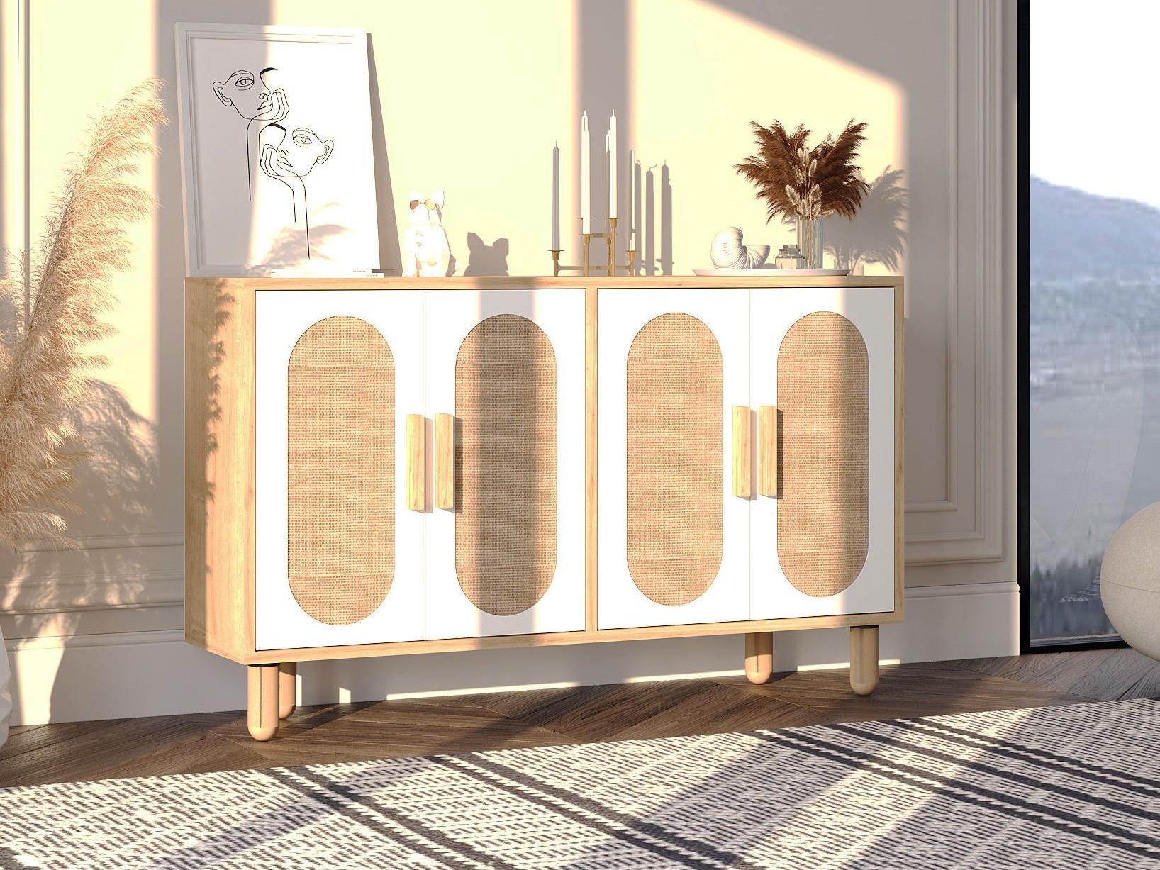 Aparador Kailua 2557 (Blanco + Roble)