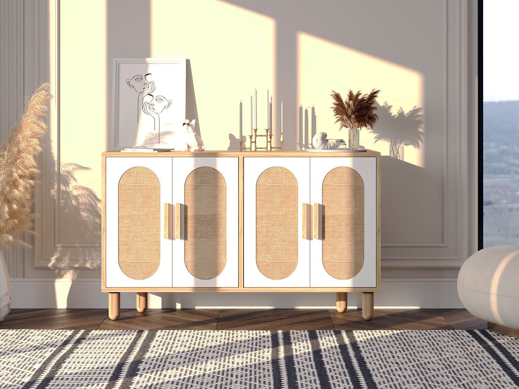 Aparador Kailua 2557 (Blanco + Roble)