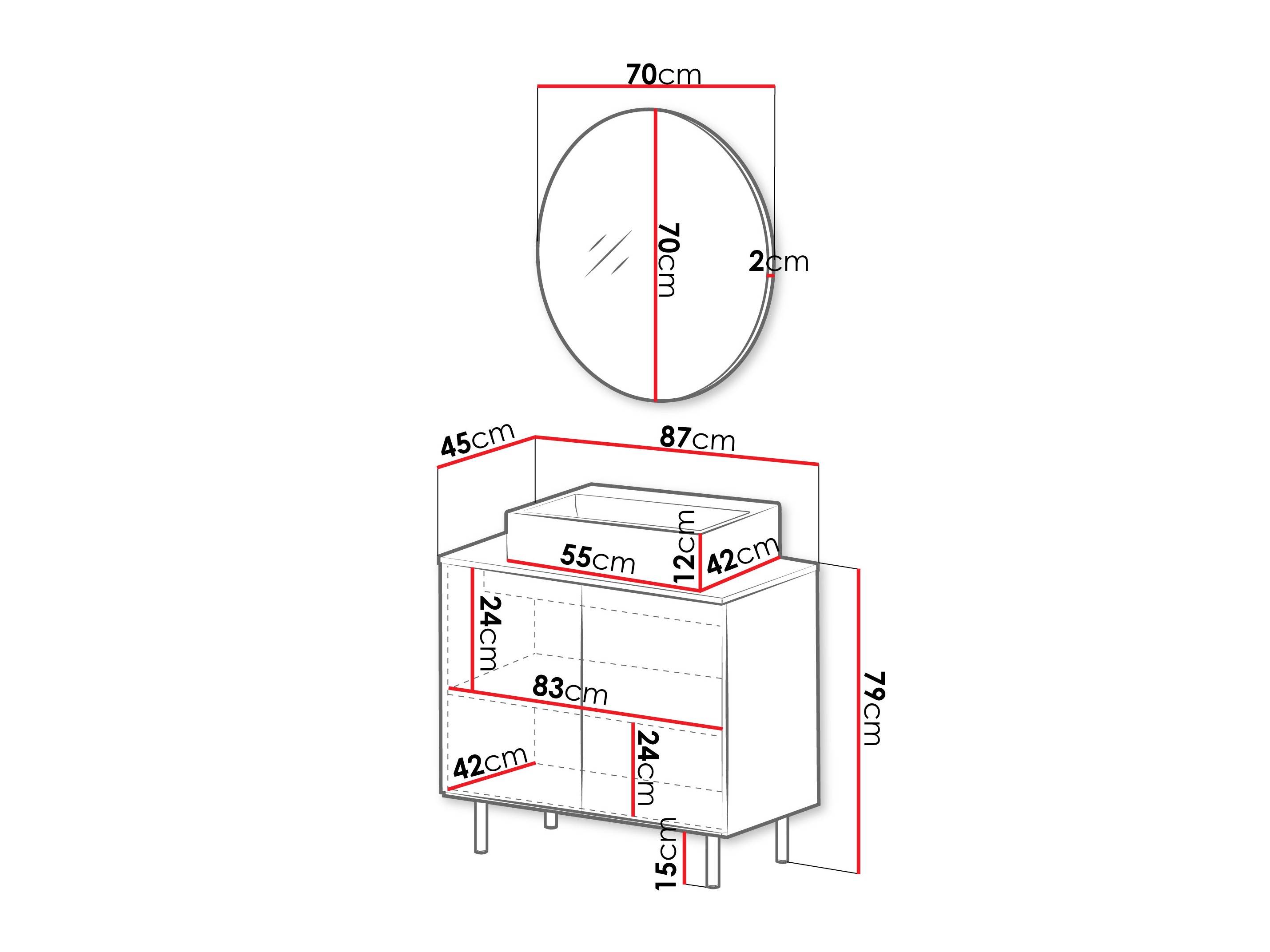 Conjunto de mueble de baño Virdomi 109 (Cachemira)