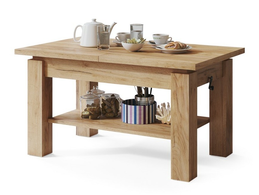 Mesa de centro convertible Glendale 100 (Roble dorado artesanal)