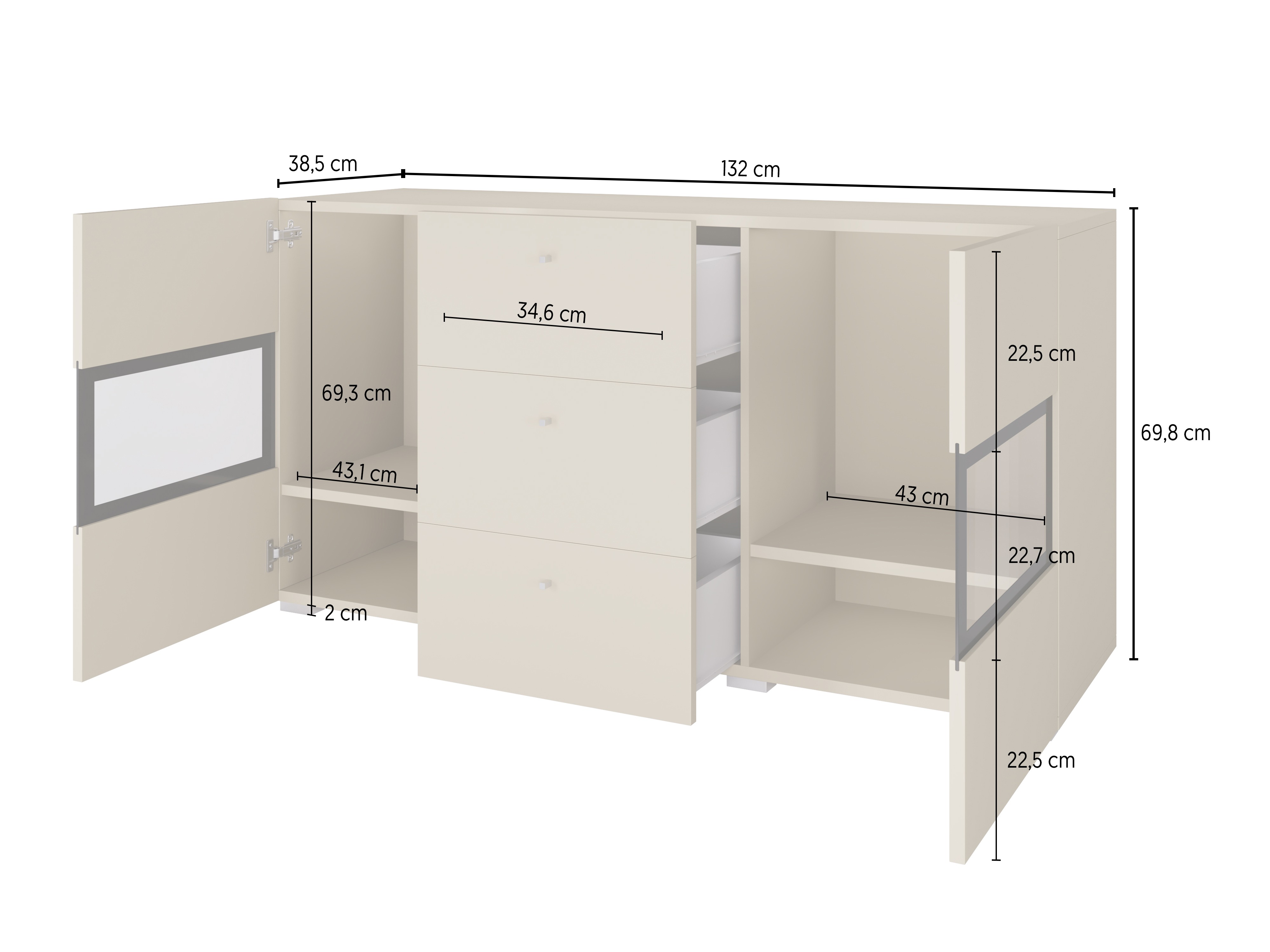 Cómoda Serodeu 101 (Blanco + Blanco brillante)