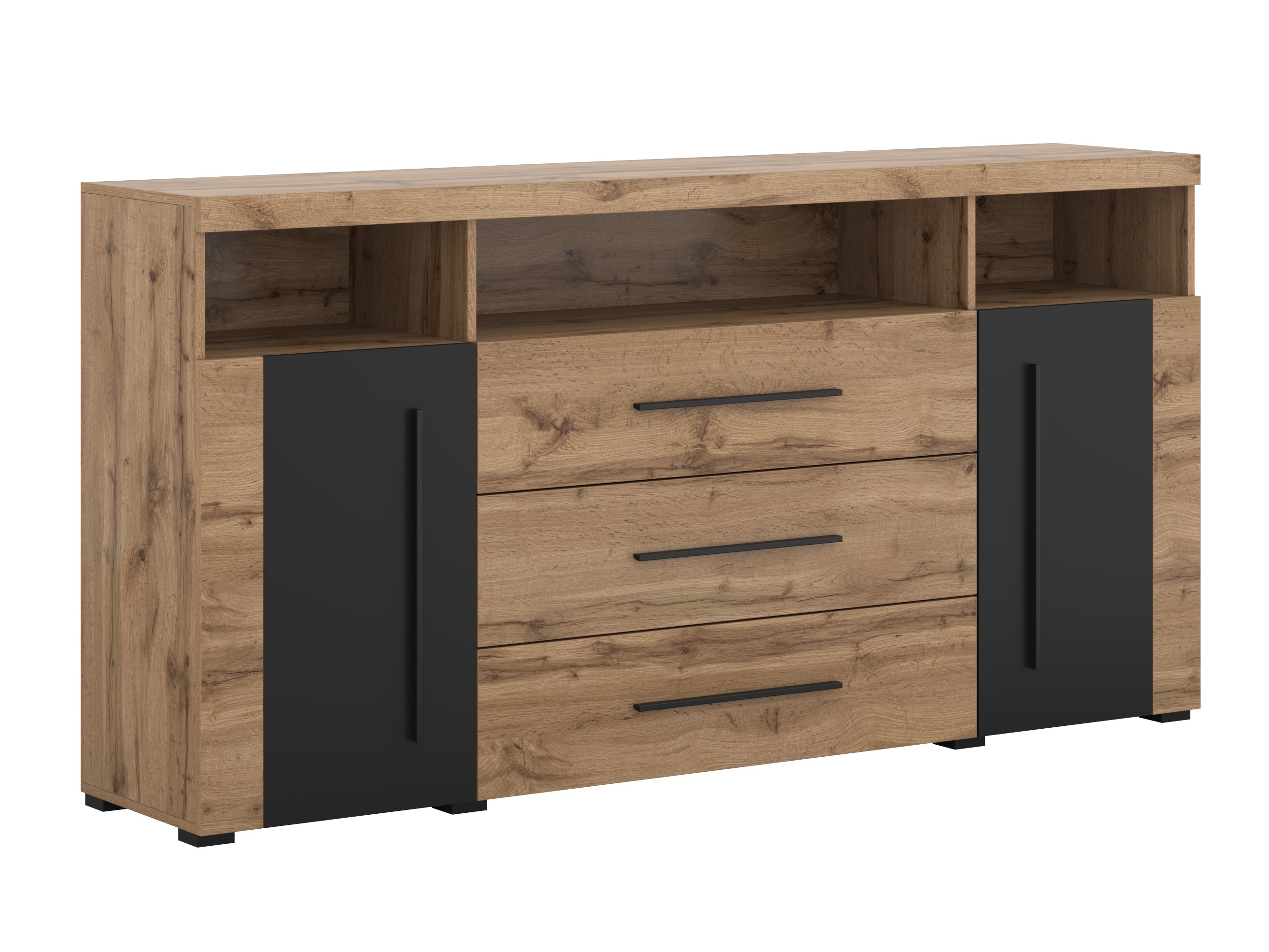 Cómoda Sorciro 100 (Negro + Roble wotan)