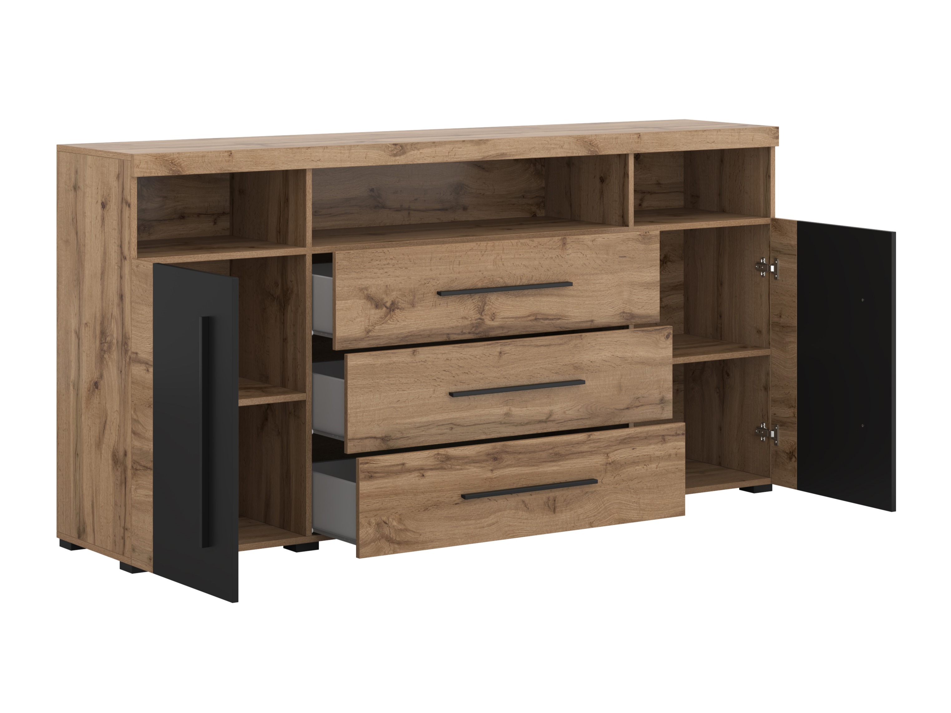 Cómoda Sorciro 100 (Negro + Roble wotan)