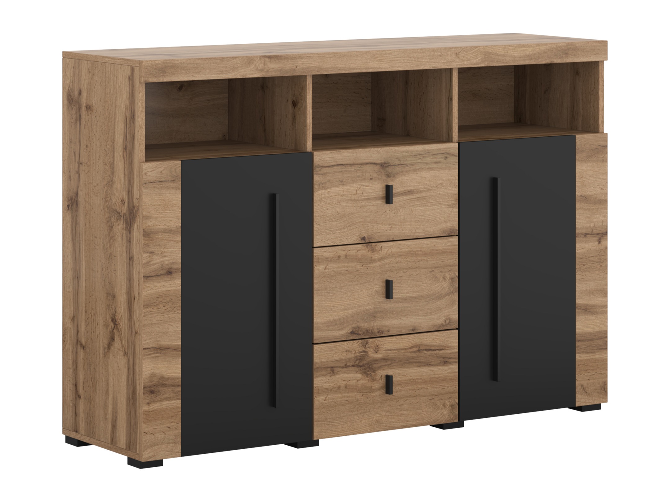 Cómoda Sorciro 101 (Negro + Roble wotan)