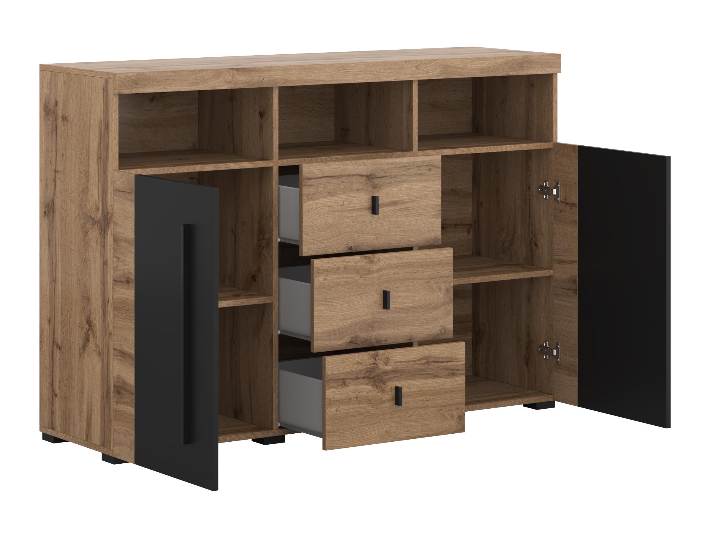 Cómoda Sorciro 101 (Negro + Roble wotan)