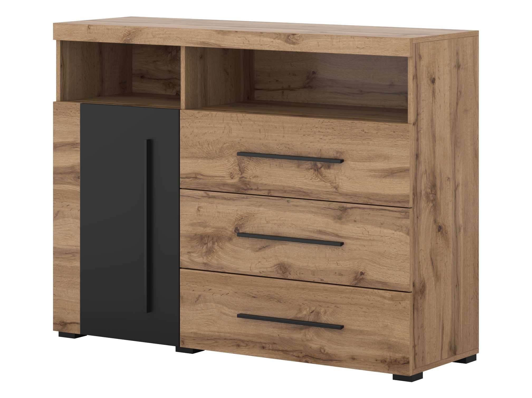 Cómoda Sorciro 102 (Negro + Roble wotan)