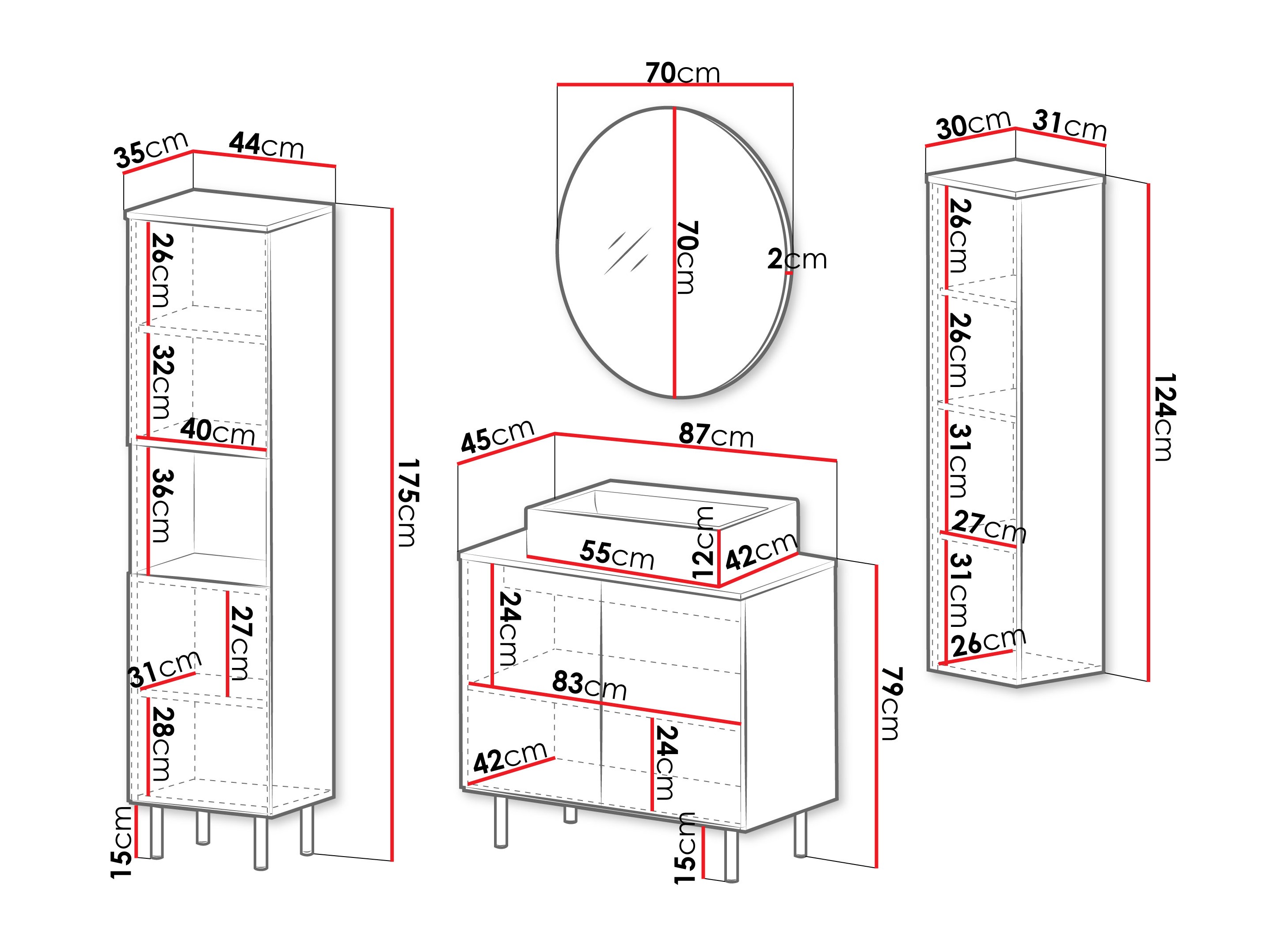 Conjunto de mueble de baño Virdomi 113 (Cachemira)