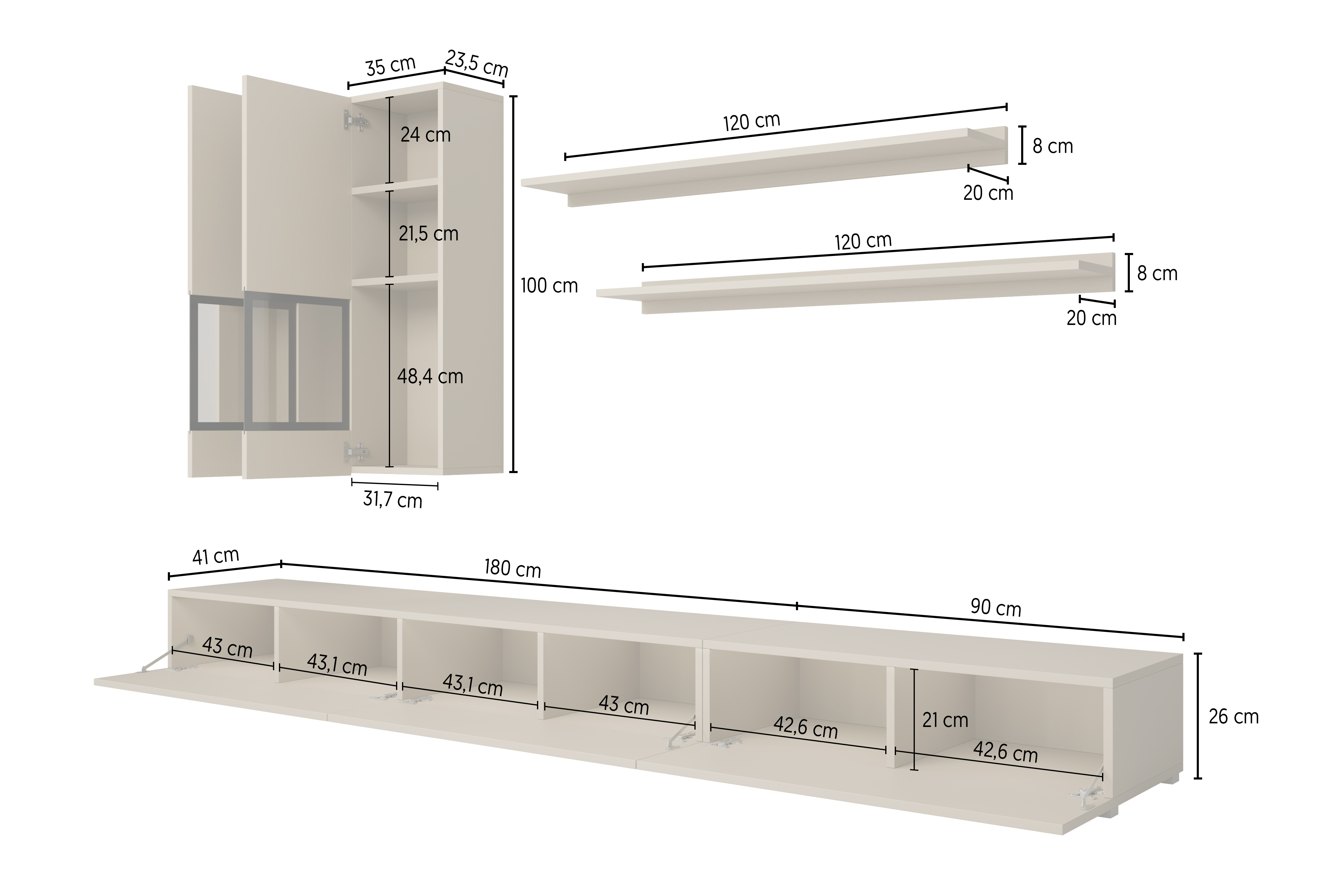 Conjunto de salón Serodeu 100 (Nogal + Marrón oscuro)
