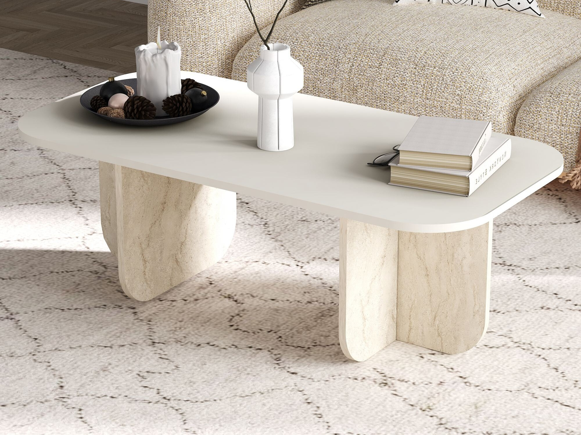 Mesa de centro Kailua 2560 (Beige + Claro Travertine)