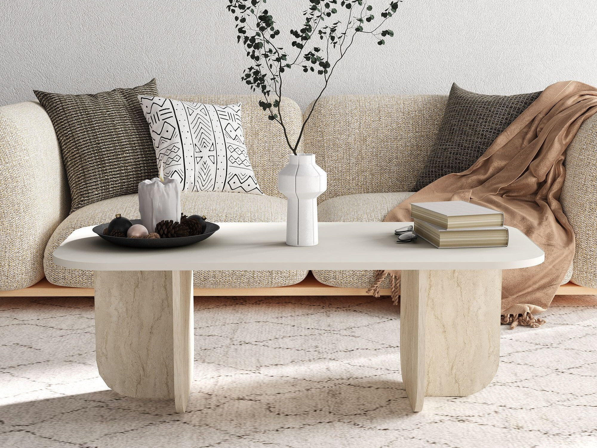 Mesa de centro Kailua 2560 (Beige + Claro Travertine)