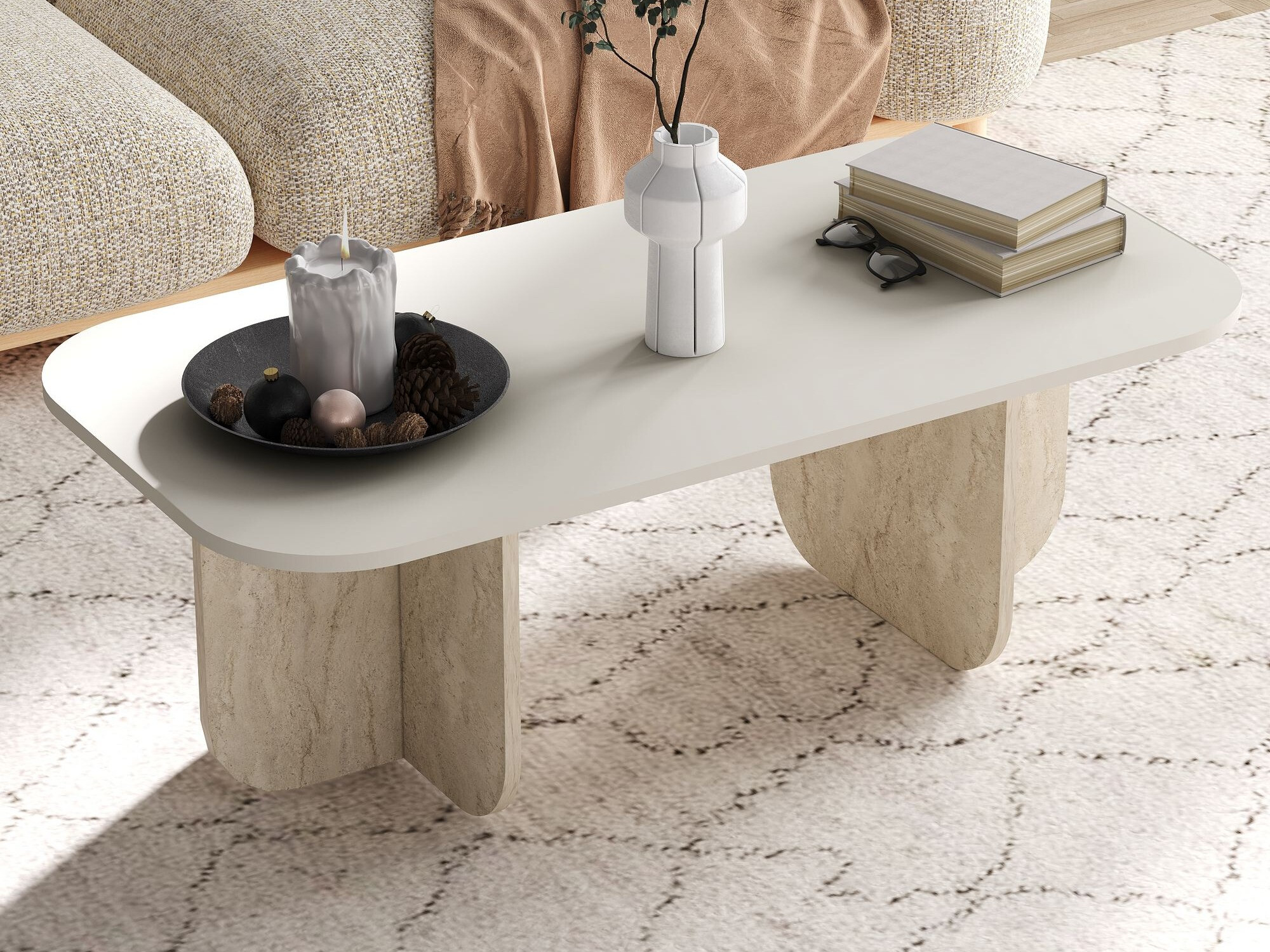 Mesa de centro Kailua 2560 (Beige + Claro Travertine)