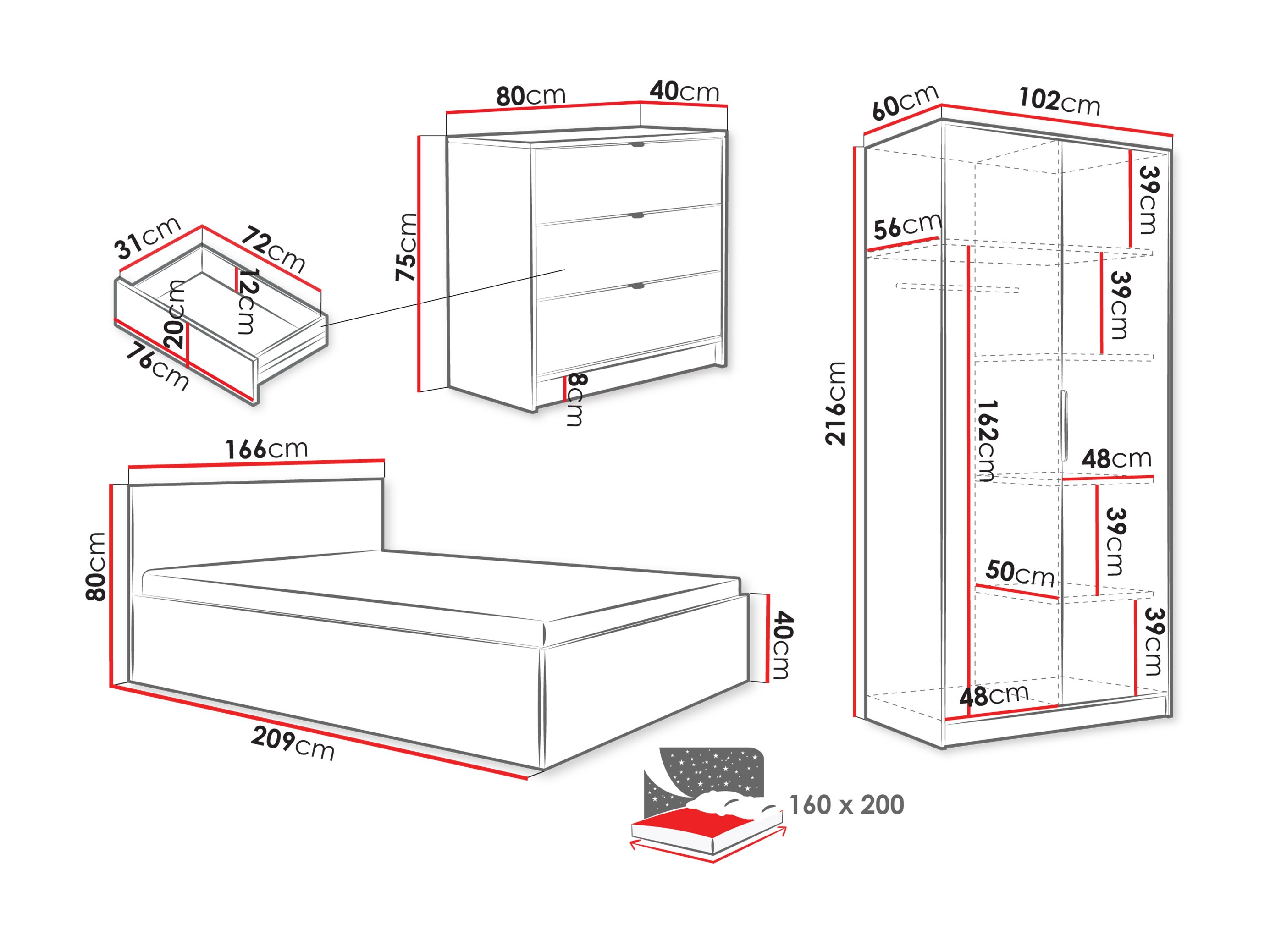 Conjunto de dormitorio Comfivo Papilio