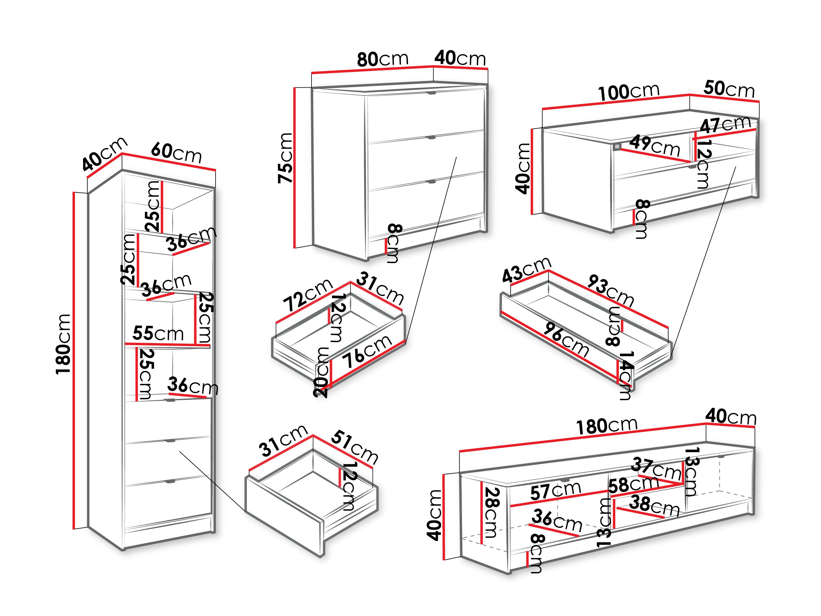 Conjunto de salón Comfivo Larmire 118 (Blanco)