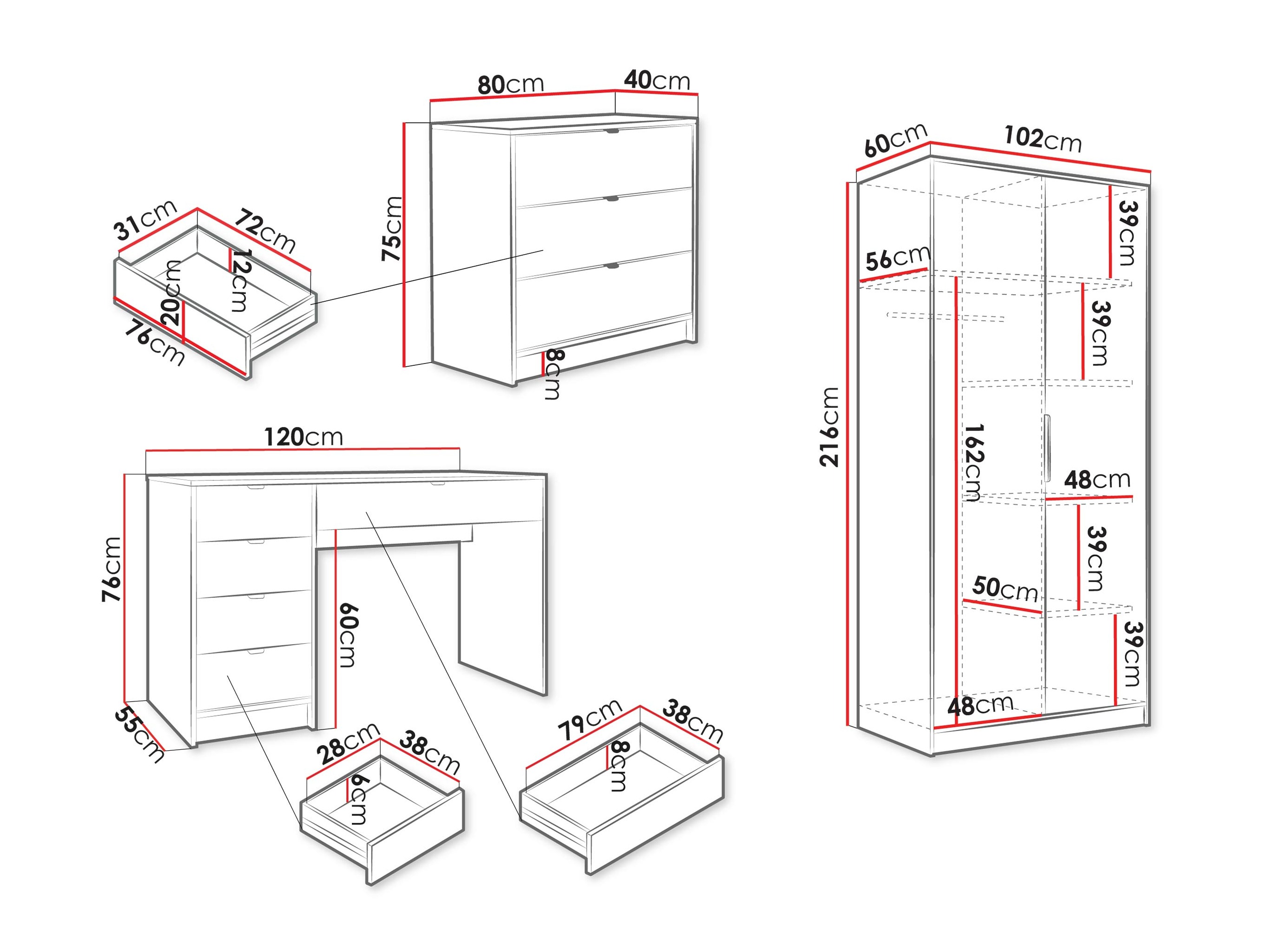 Conjunto para oficina en casa Comfivo Papilio IV (Blanco)