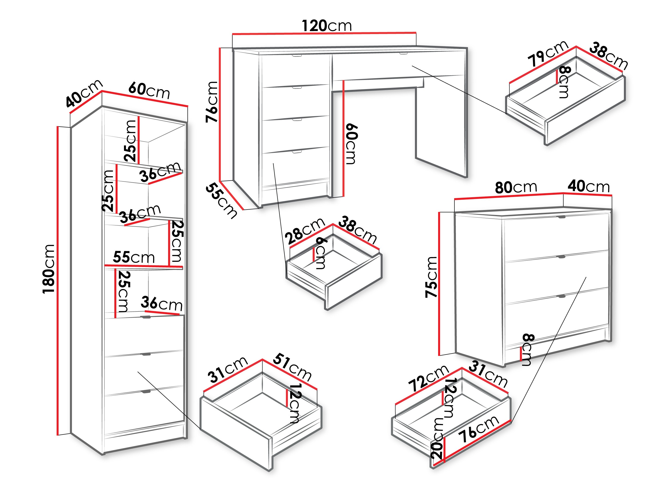 Conjunto para oficina en casa Comfivo Papilio V (Blanco)