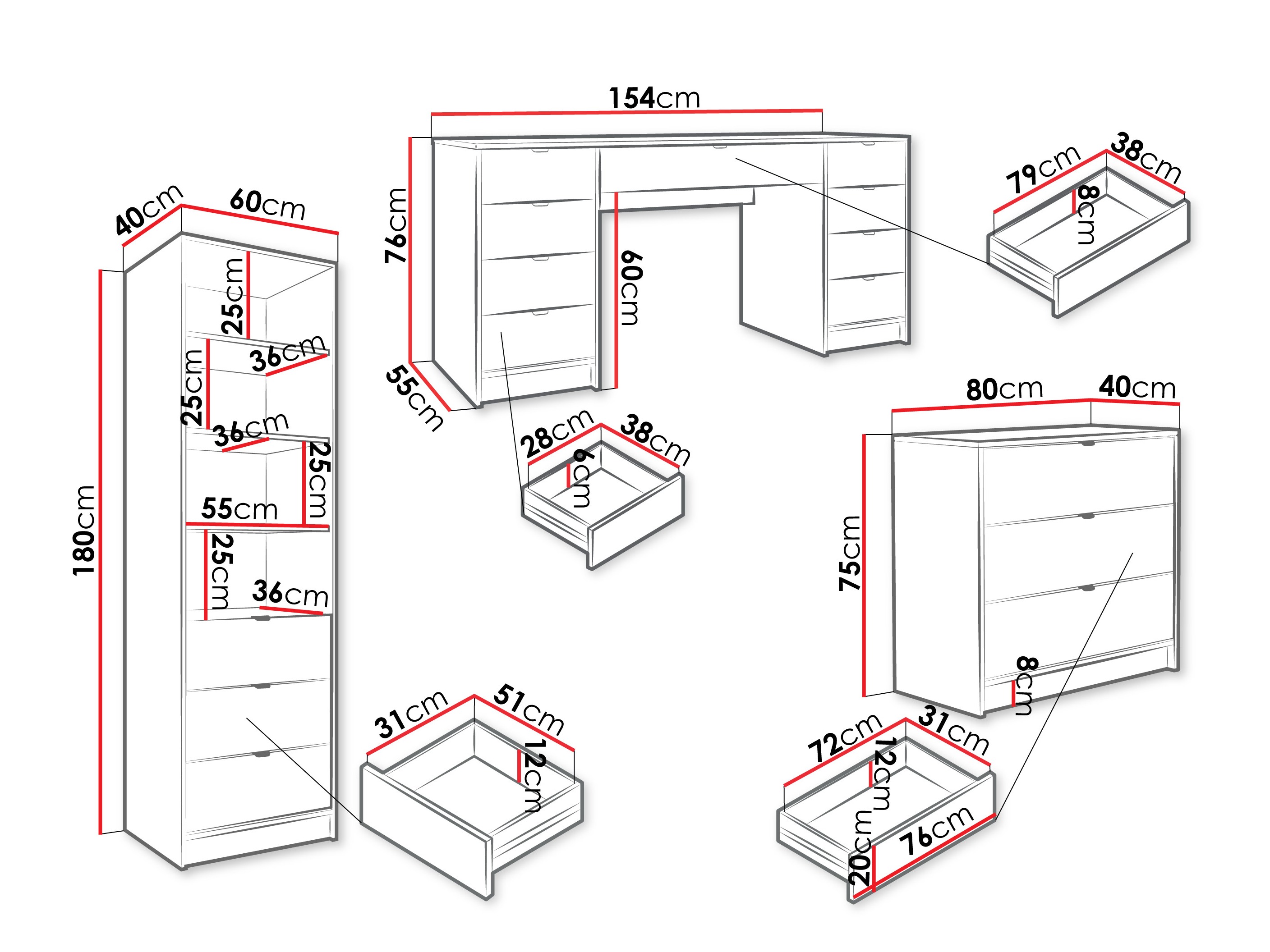 Conjunto para oficina en casa Comfivo Papilio VI (Blanco)