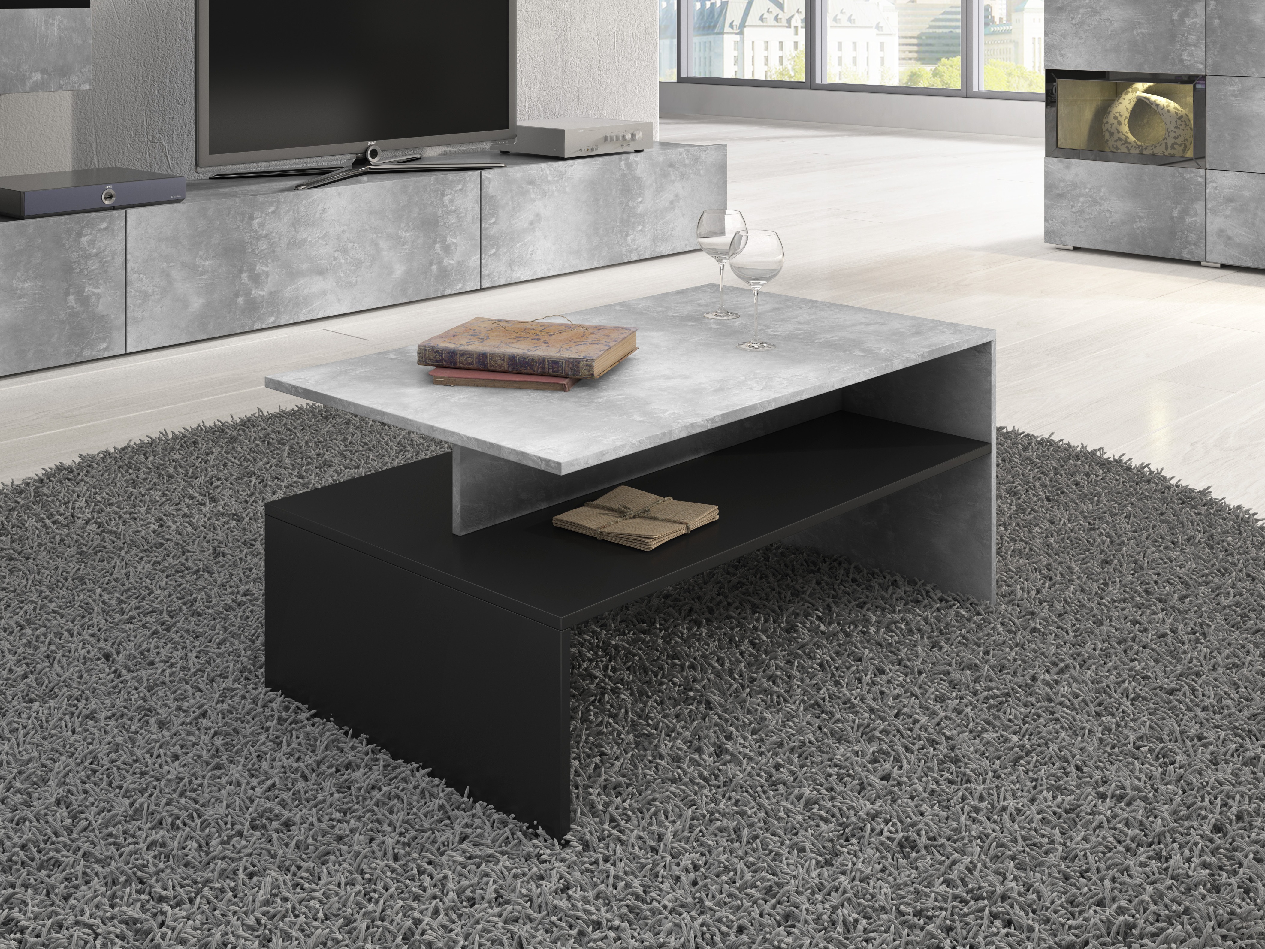 Mesa de centro Serodeu 103 (Hormigón + Negro)