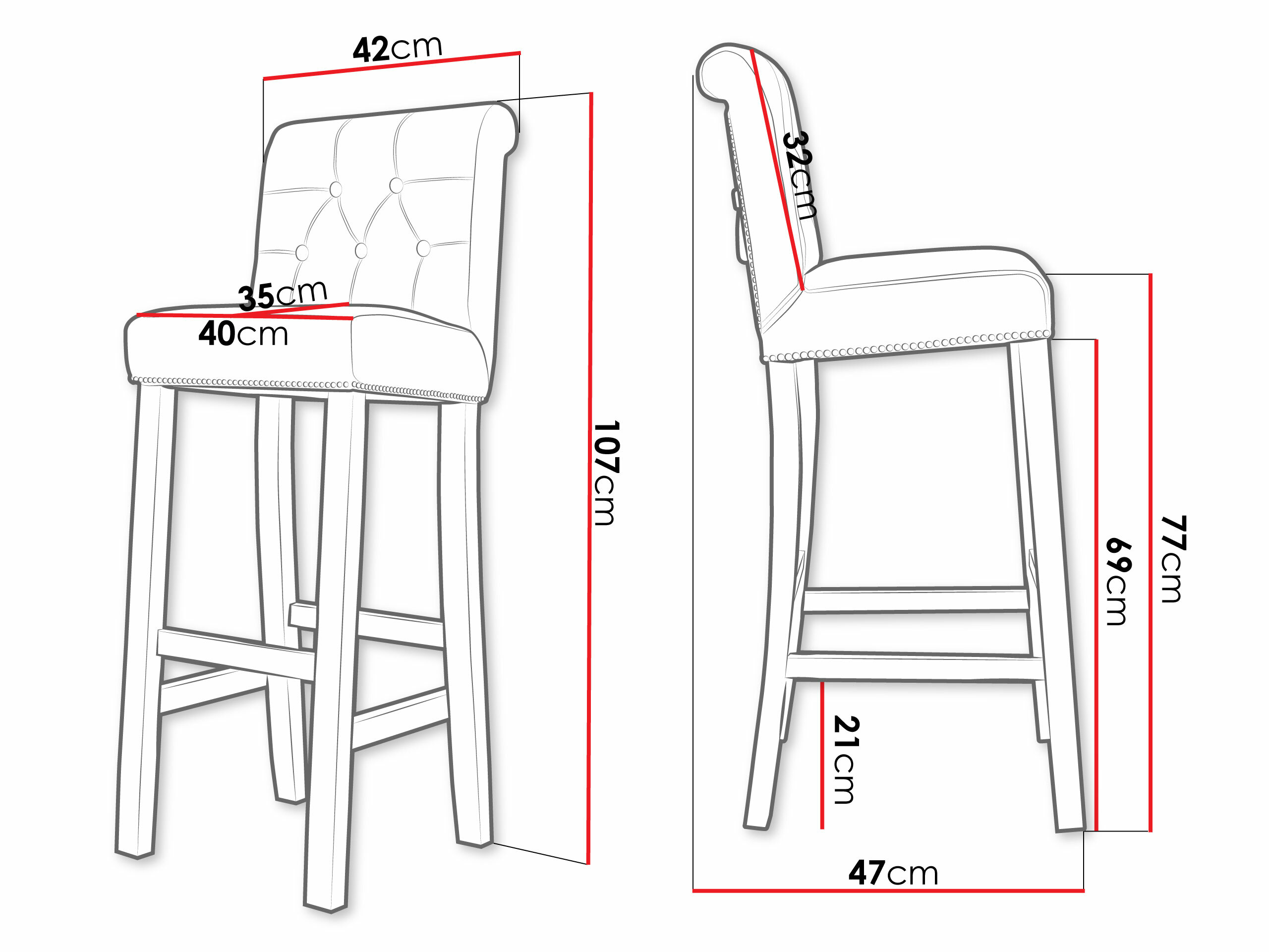 Silla de barra Jackson 100 (Negro + Magic Velvet 2258)