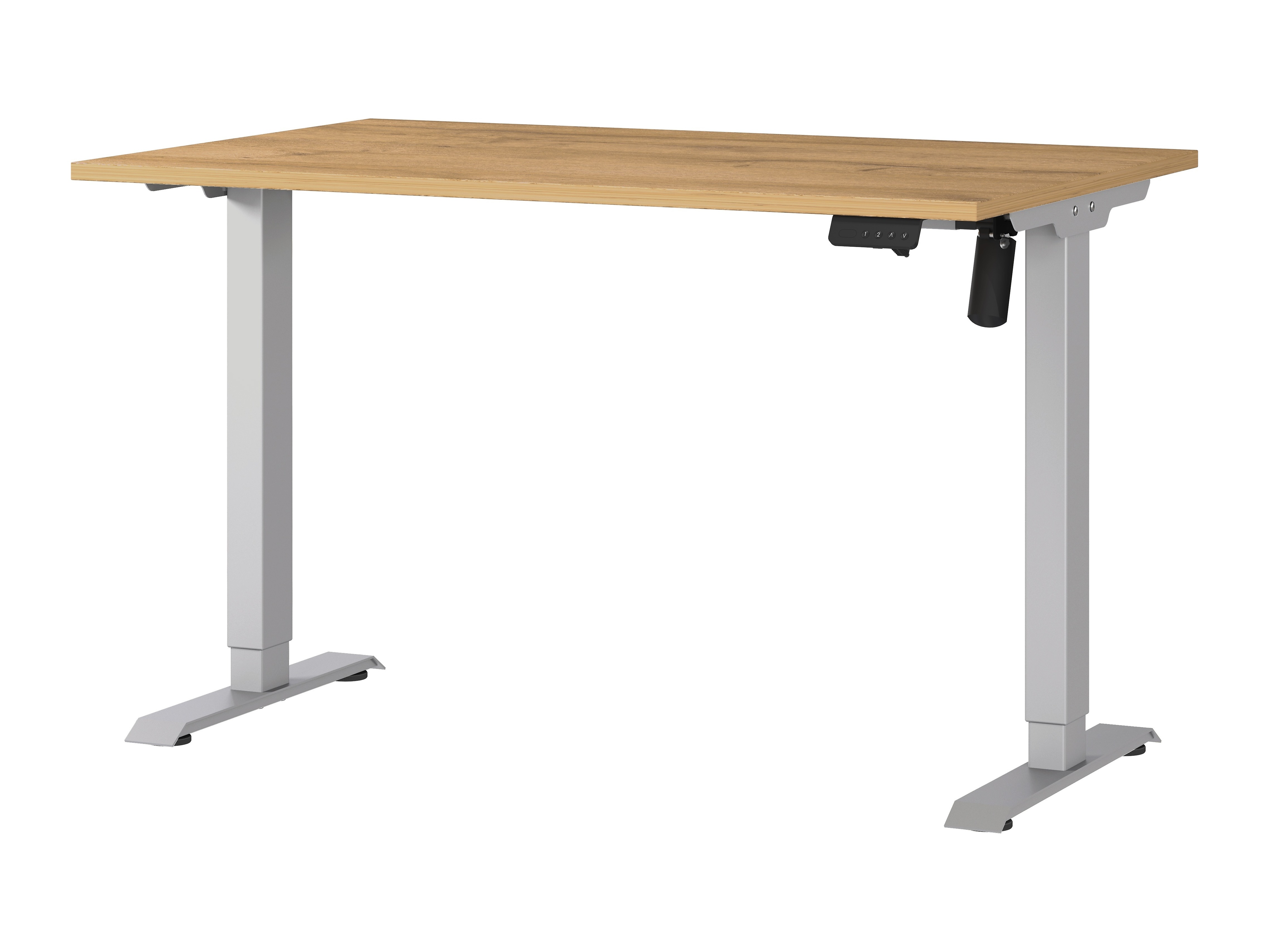 Escritorio de altura regulable Lartesi 115 (Roble nieto + Plata)
