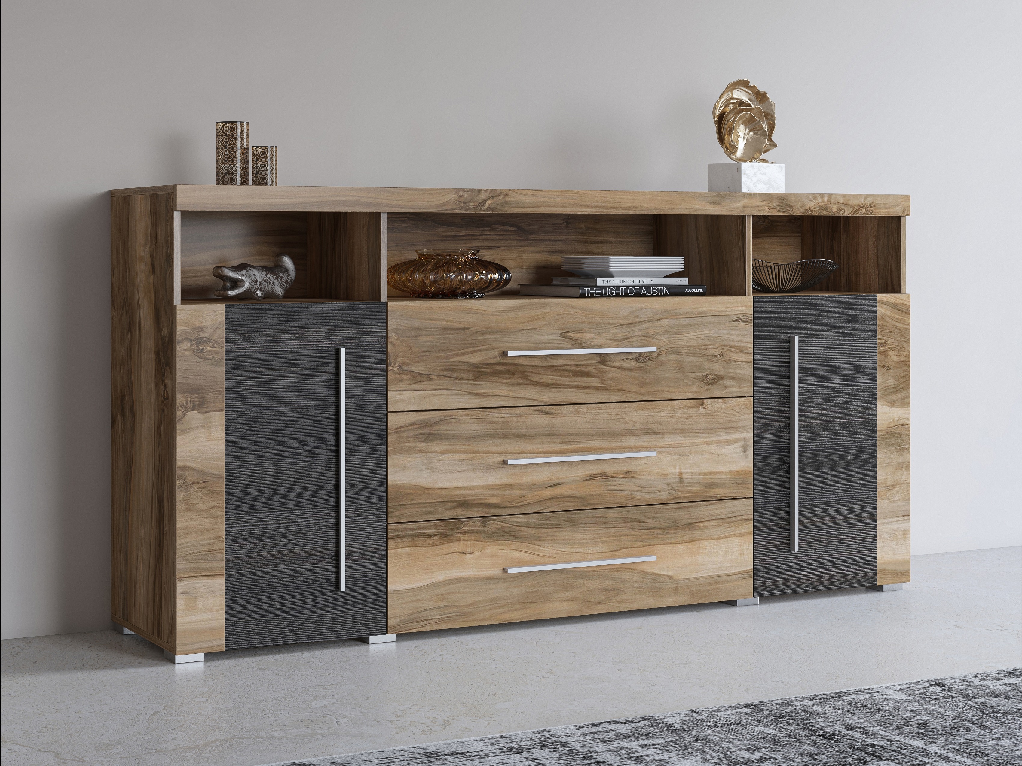 Cómoda Sorciro 100 (Nuez + Roble oscuro)