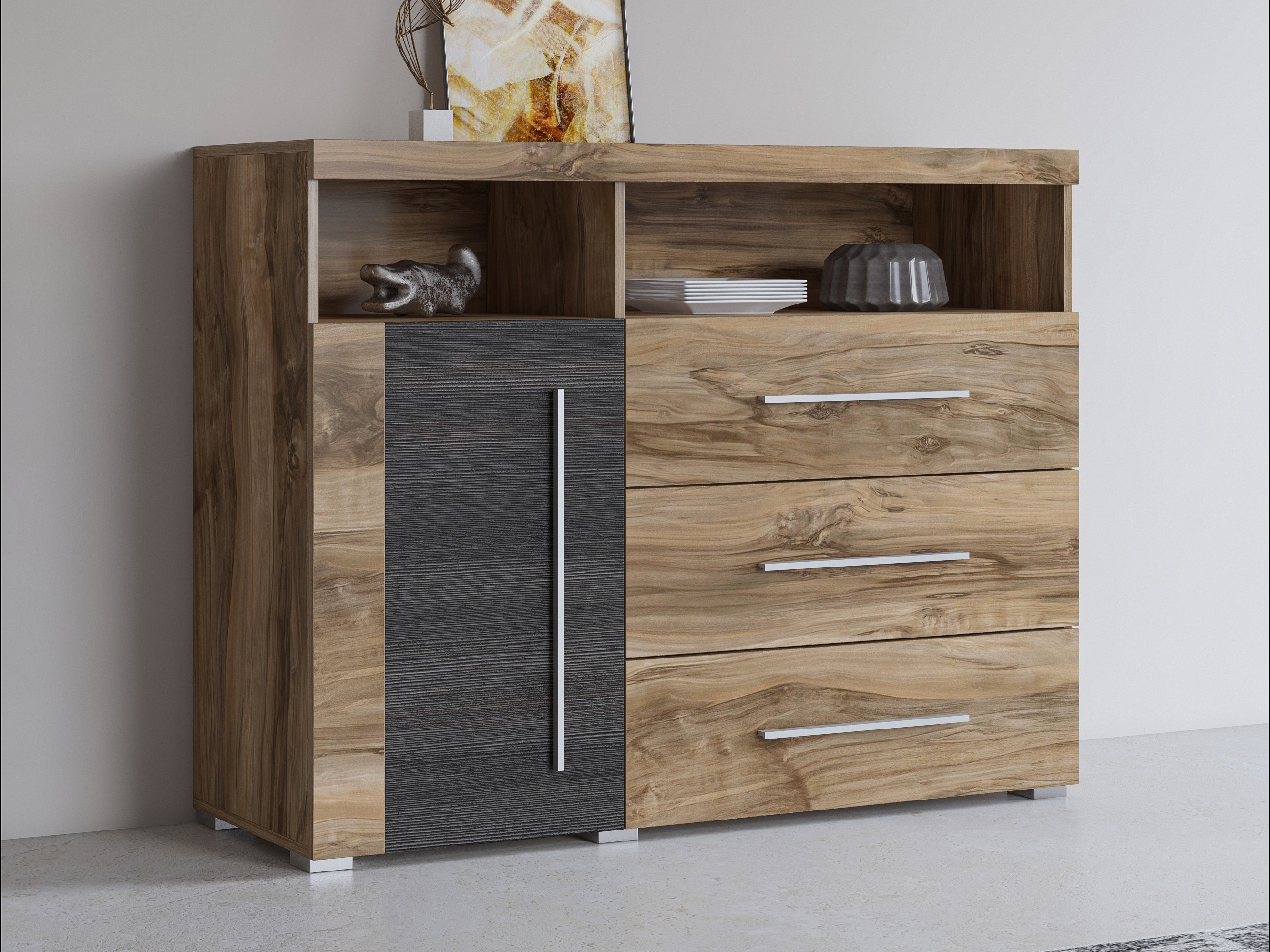 Cómoda Sorciro 102 (Nuez + Roble oscuro)