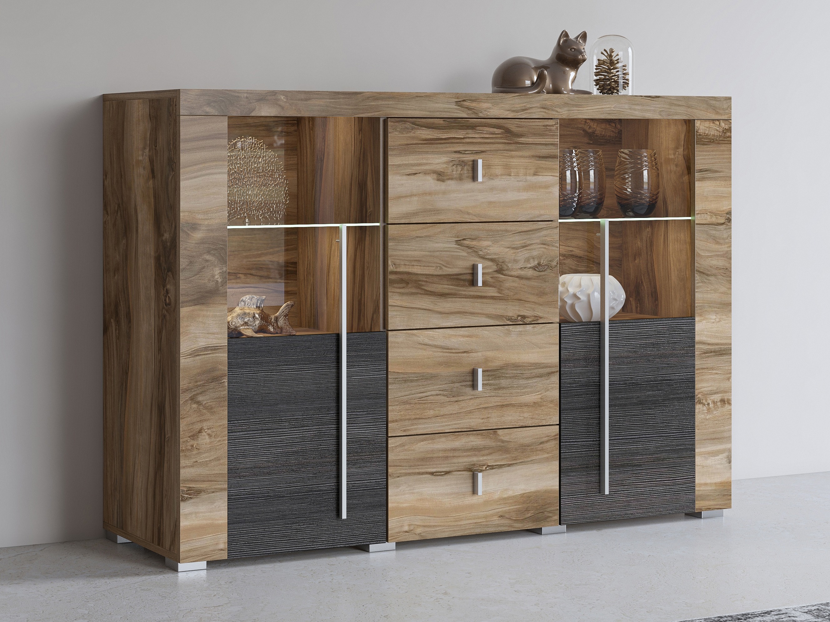 Cómoda Sorciro 109 (Nuez + Roble oscuro)